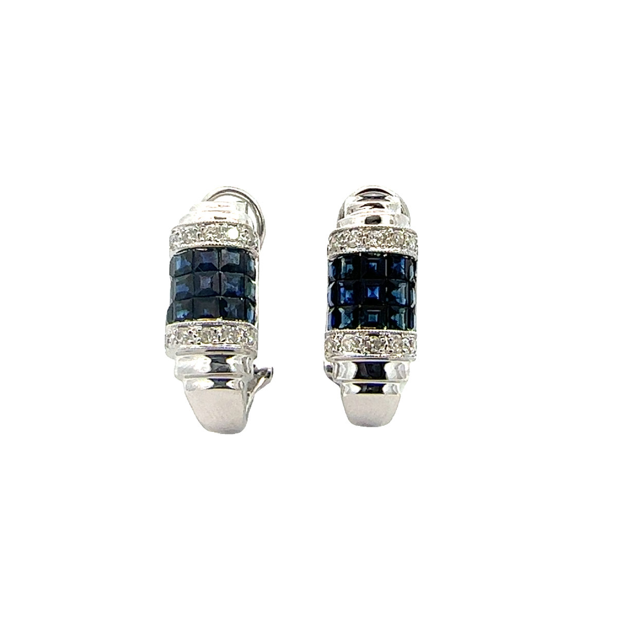 Estate 18k White Gold 1.20cttw Sapphire &amp; 0.15cttw Diamond Earrings