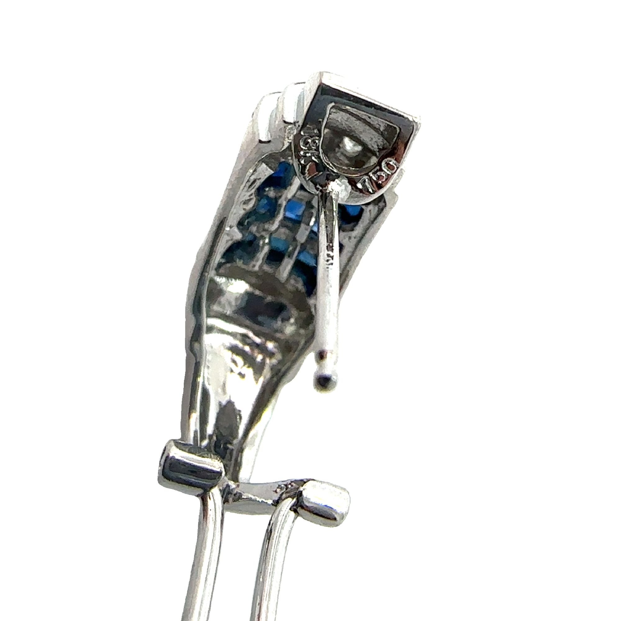 Estate 18k White Gold 1.20cttw Sapphire & 0.15cttw Diamond Earrings