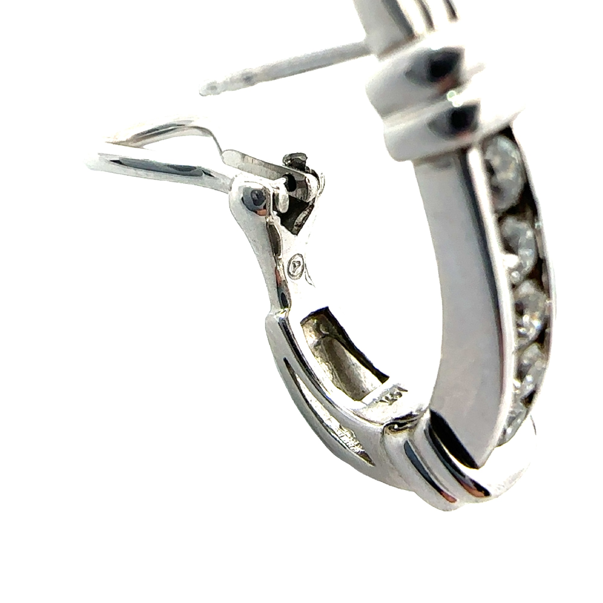 Estate 14k White Gold J Hoop 0.45cttw Diamond Earrings