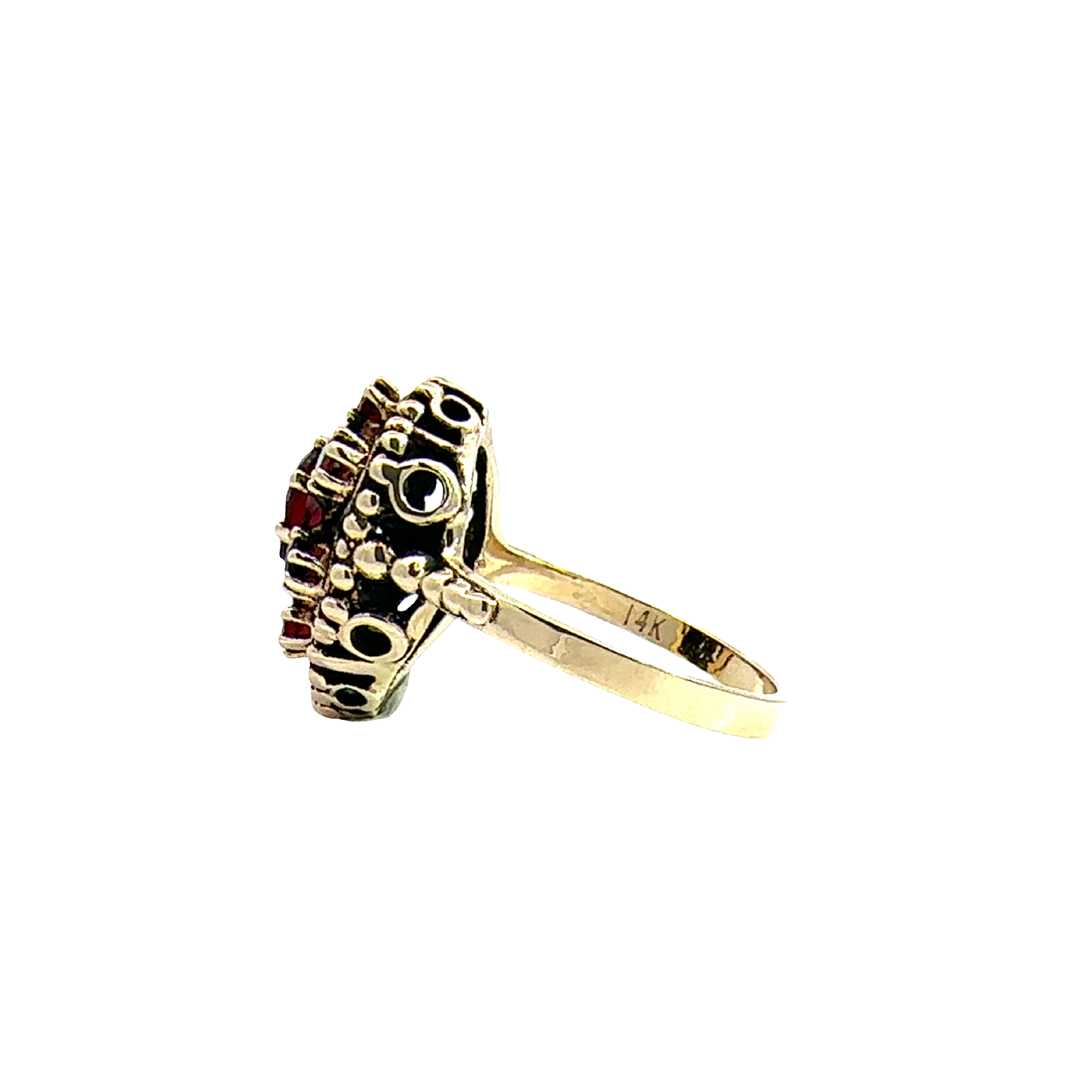 Vintage 14k Yellow Gold 0.89cttw Garnet Cluster Ring