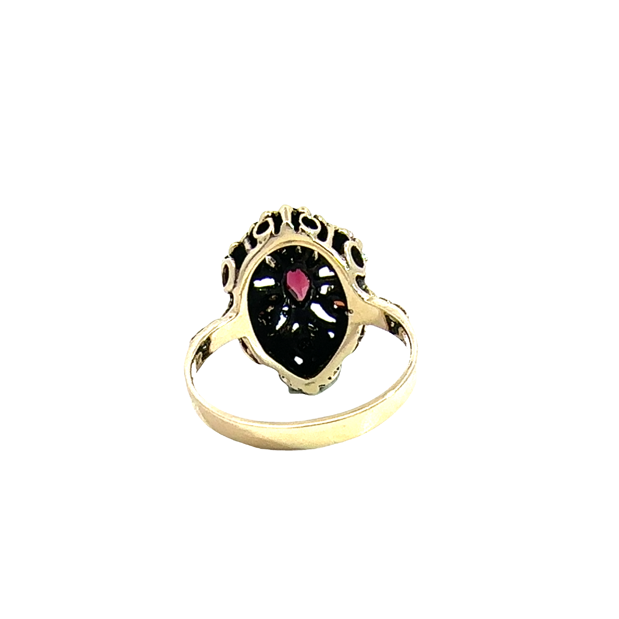 Vintage 14k Yellow Gold 0.89cttw Garnet Cluster Ring