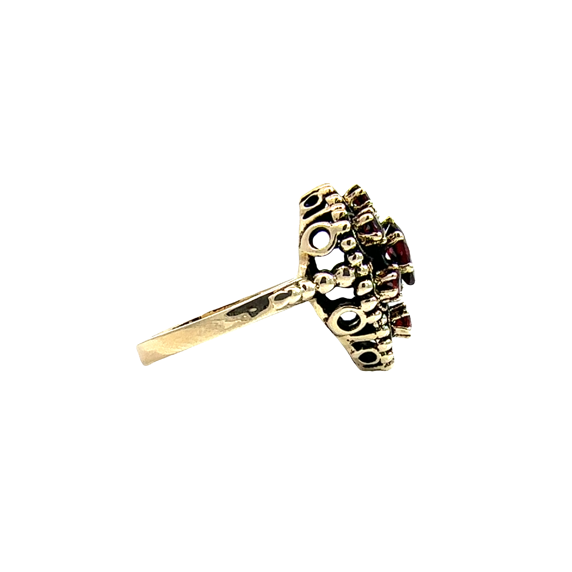 Vintage 14k Yellow Gold 0.89cttw Garnet Cluster Ring