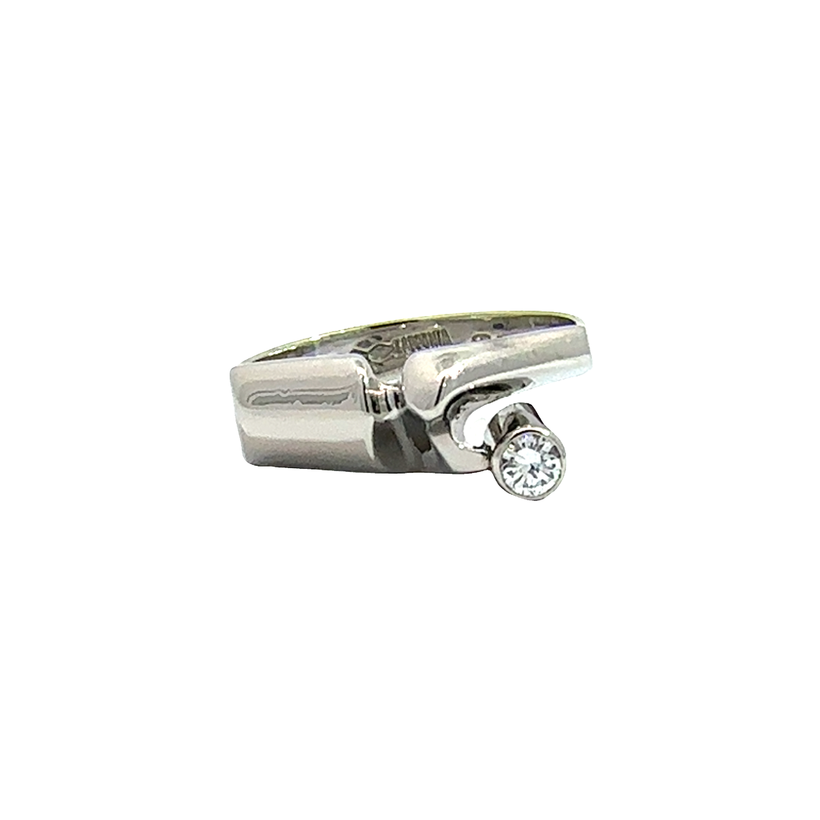 Vintage Lapponia Platinum Solitaire Diamond Free Form Ring