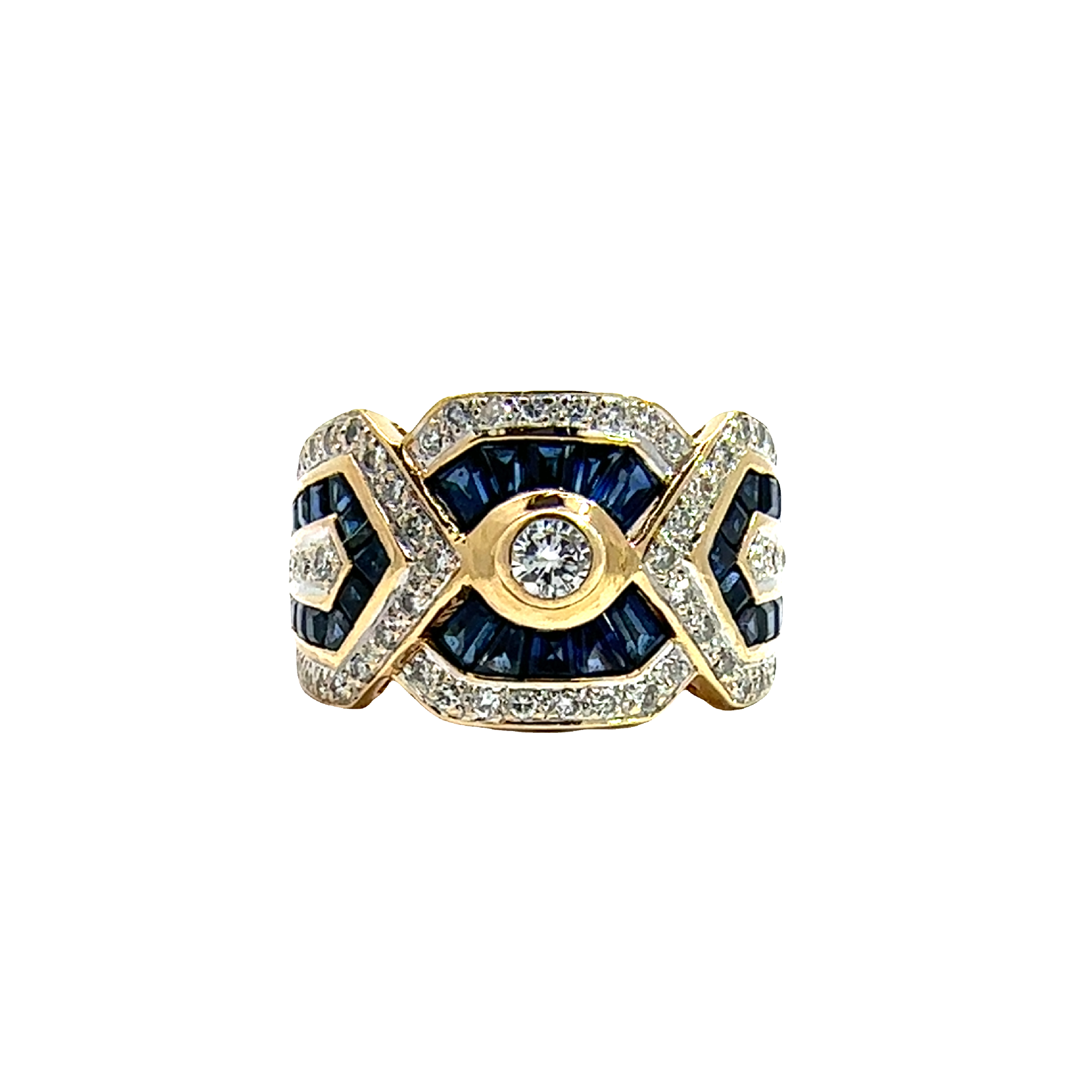 Vintage 18k Yellow Gold 0.84cttw Sapphire and 0.51cttw Diamond Ring