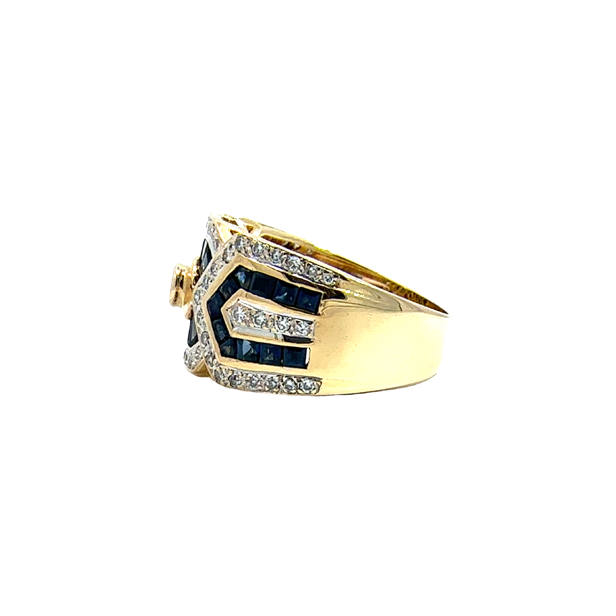 Vintage 18k Yellow Gold 0.84cttw Sapphire and 0.51cttw Diamond Ring