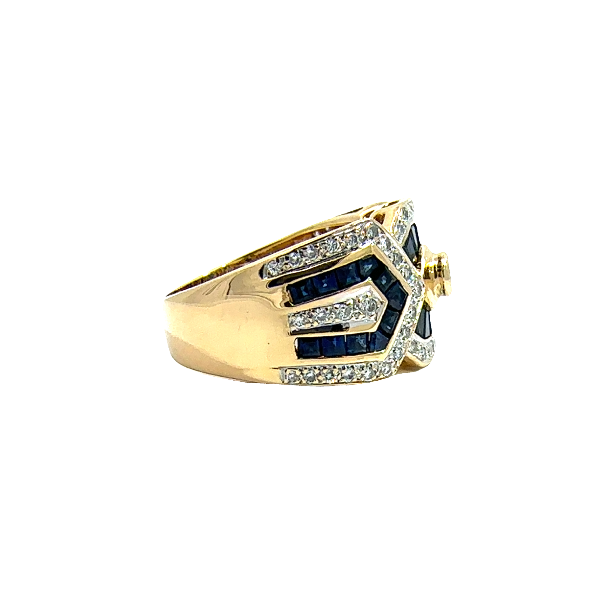 Vintage 18k Yellow Gold 0.84cttw Sapphire and 0.51cttw Diamond Ring