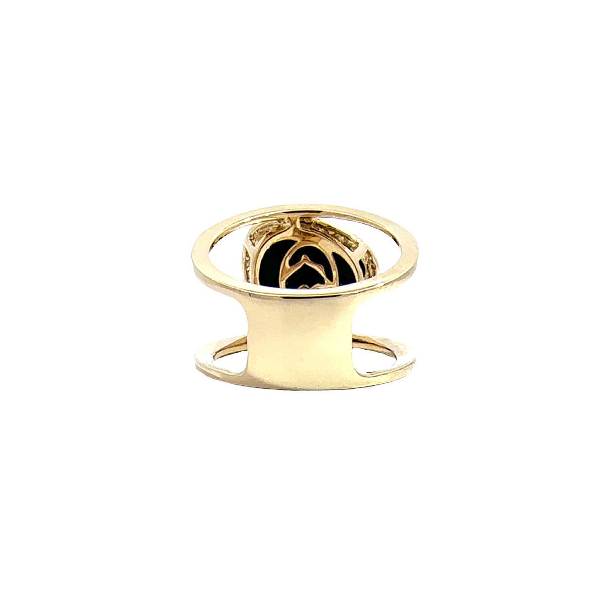 Estate Effy 14k Yellow Gold 5.10cttw Black Onyx and 0.29cttw Diamond Cutout Ring