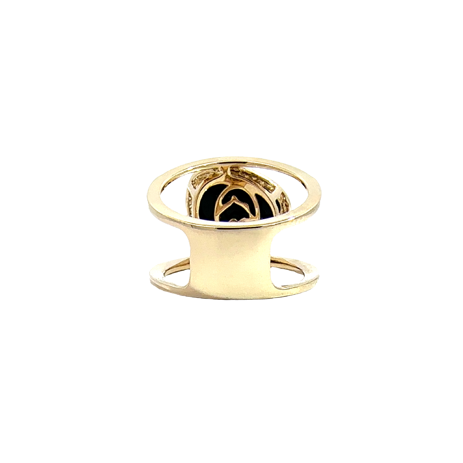 Estate Effy 14k Yellow Gold 5.10cttw Black Onyx and 0.29cttw Diamond Cutout Ring
