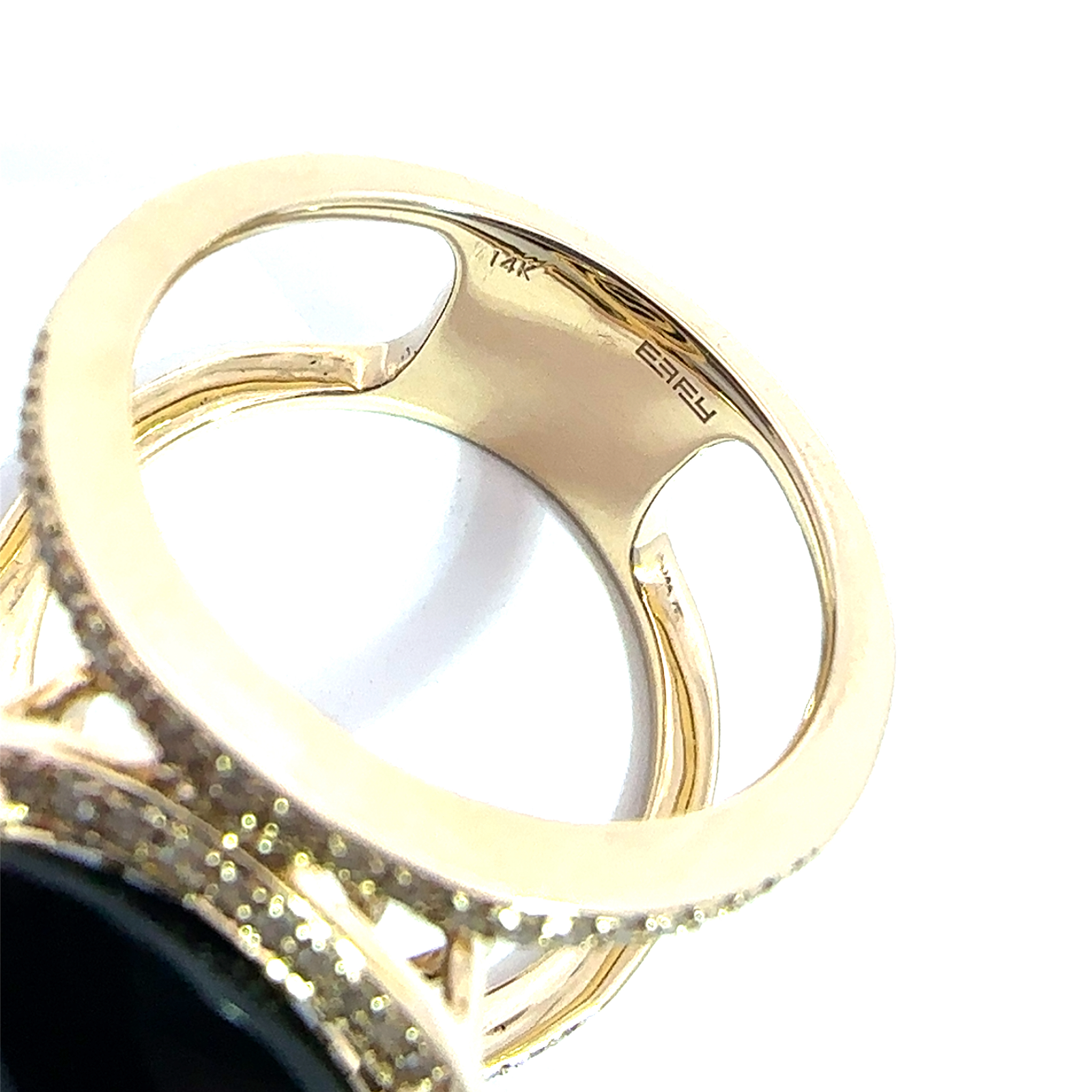 Estate Effy 14k Yellow Gold 5.10cttw Black Onyx and 0.29cttw Diamond Cutout Ring