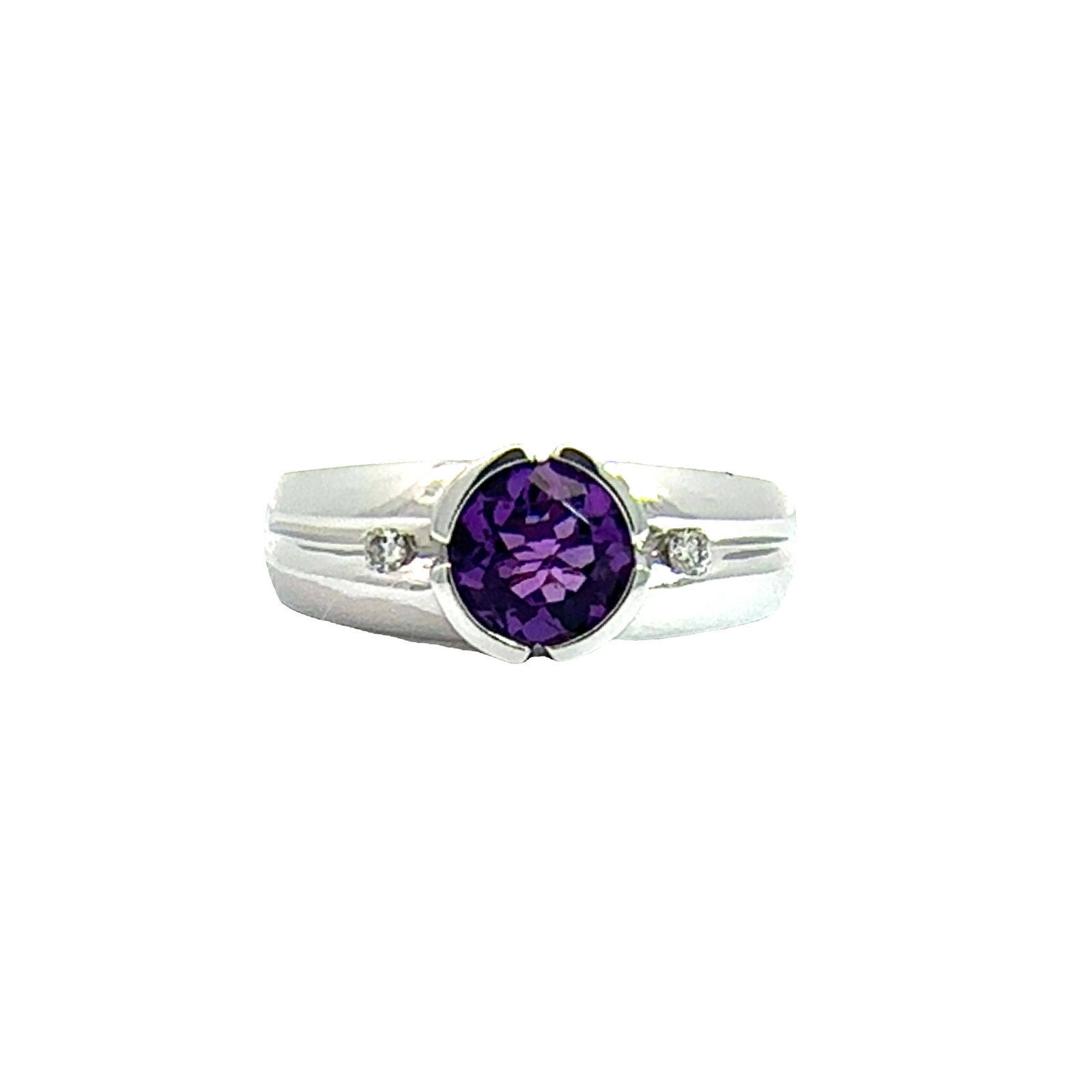 Estate 14k White Gold 1.05cttw Amethyst and 0.06cttw Diamond Ring