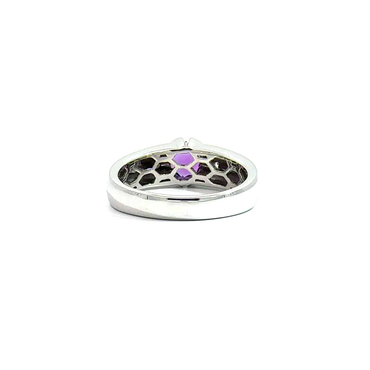 Estate 14k White Gold 1.05cttw Amethyst and 0.06cttw Diamond Ring