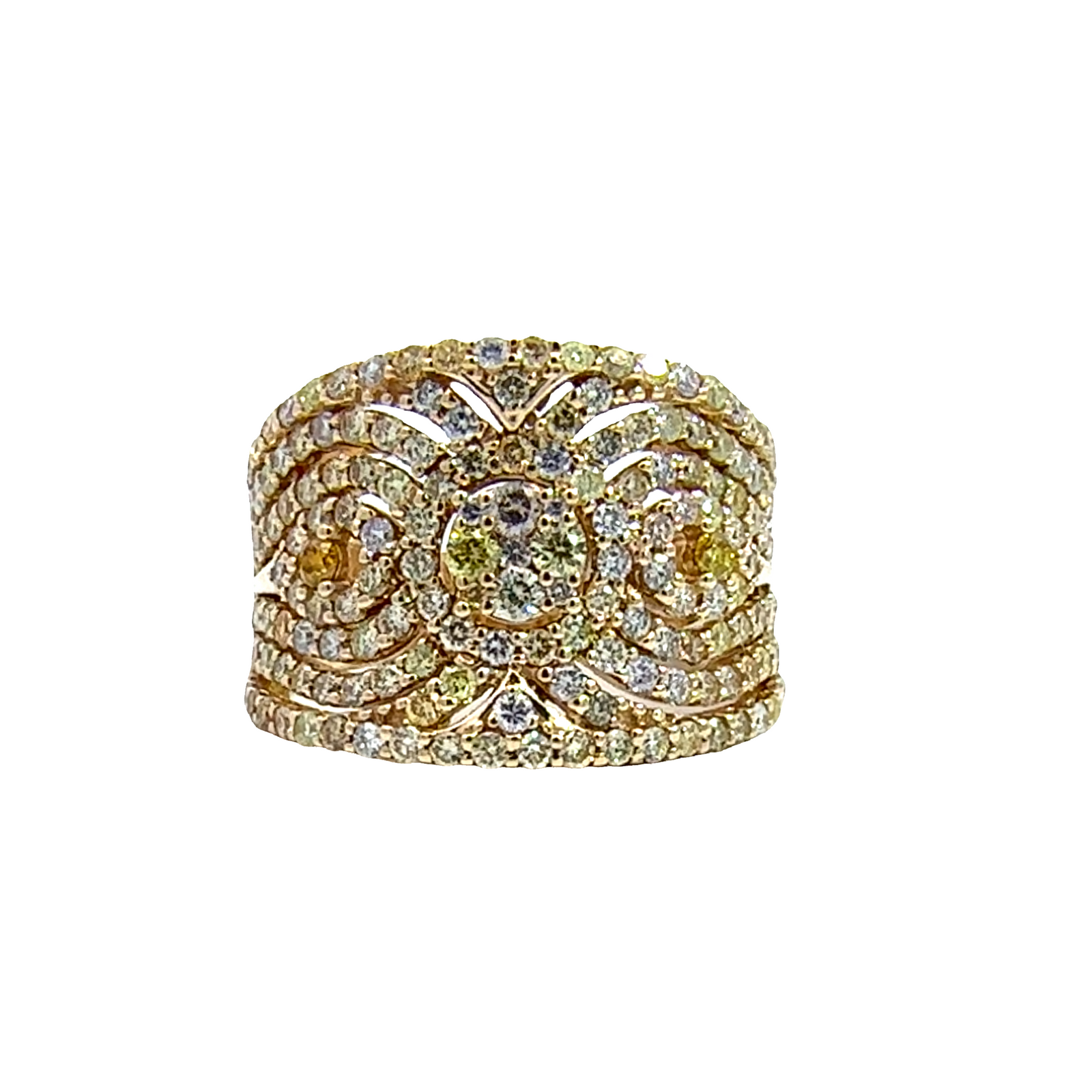 Estate Wide 14k Yellow Gold 2.15cttw Diamond Band