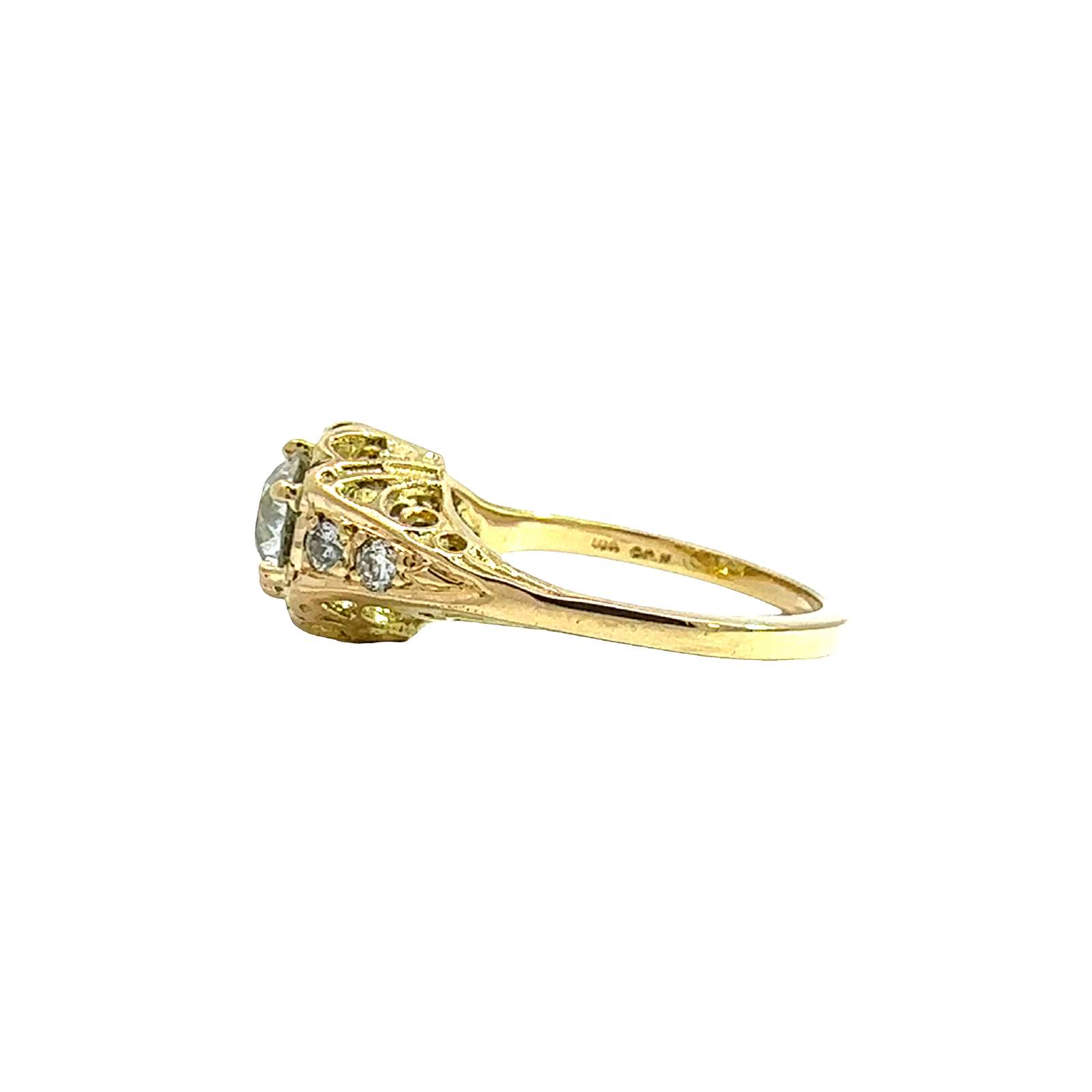 Vintage 18k Yellow Gold 1.05cttw Euro Cut Diamond Engagement Ring