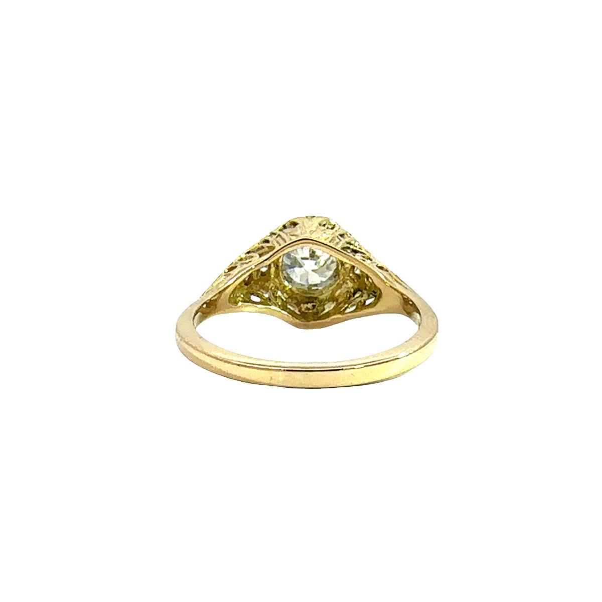 Vintage 18k Yellow Gold 1.05cttw Euro Cut Diamond Engagement Ring