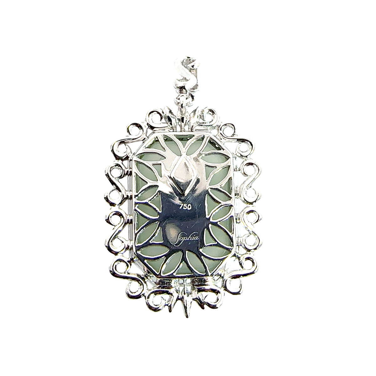 Vintage 18k White Gold 3.65cttw Prasiolite and 0.44cttw Diamond Pendant