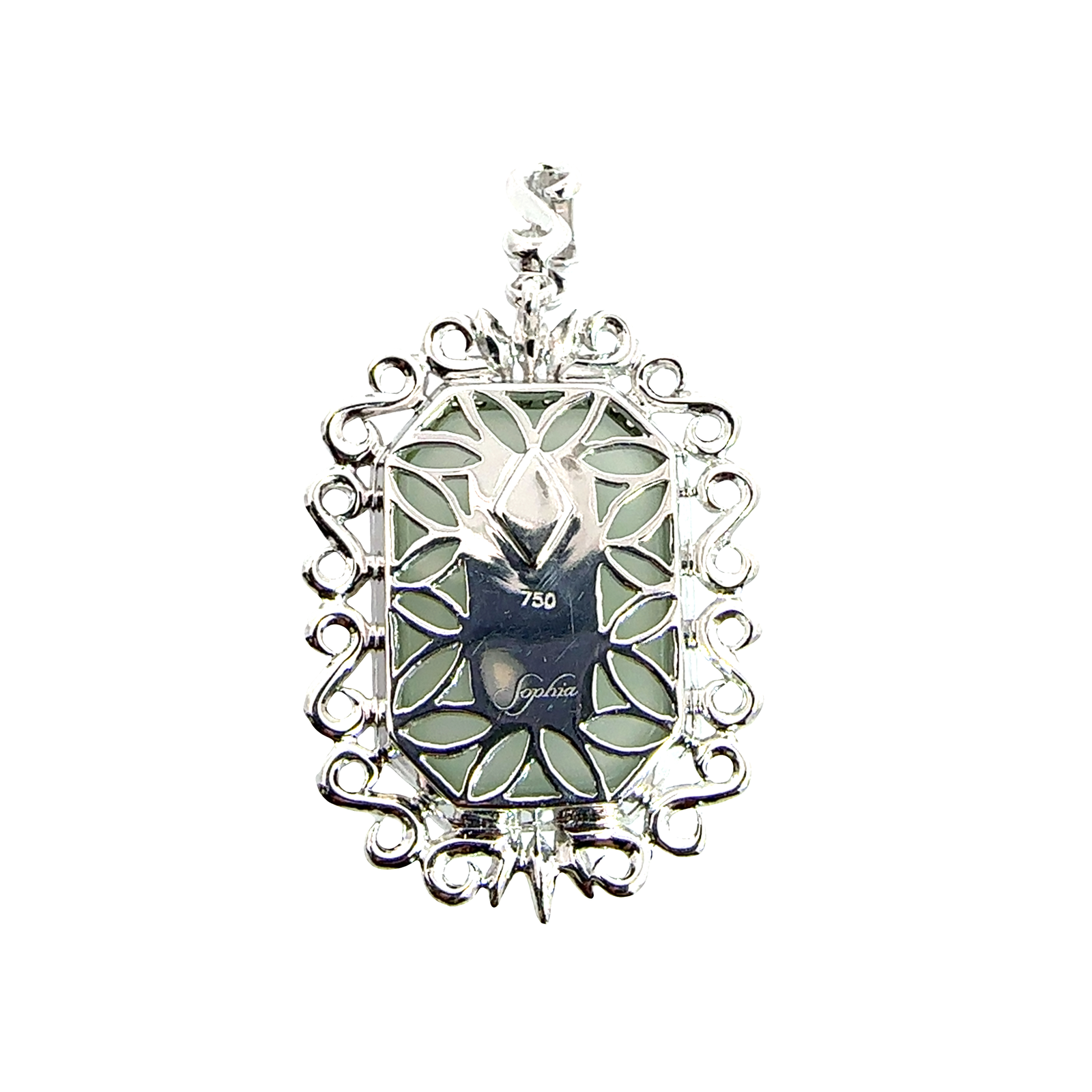 Vintage 18k White Gold 3.65cttw Prasiolite and 0.44cttw Diamond Pendant
