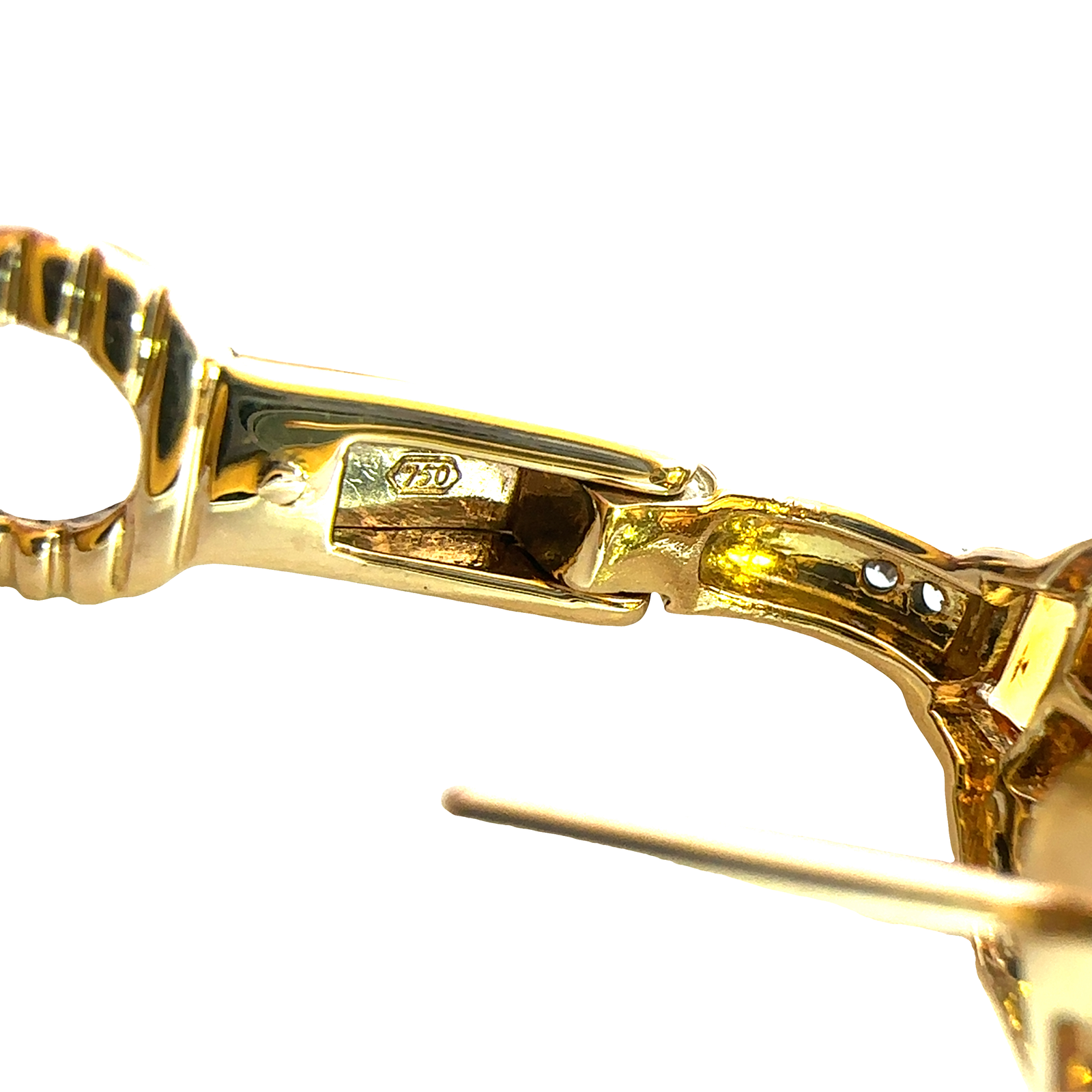 Vintage 18k Yellow Gold 4.44cttw Citrine and 0.16cttw Diamond Earrings