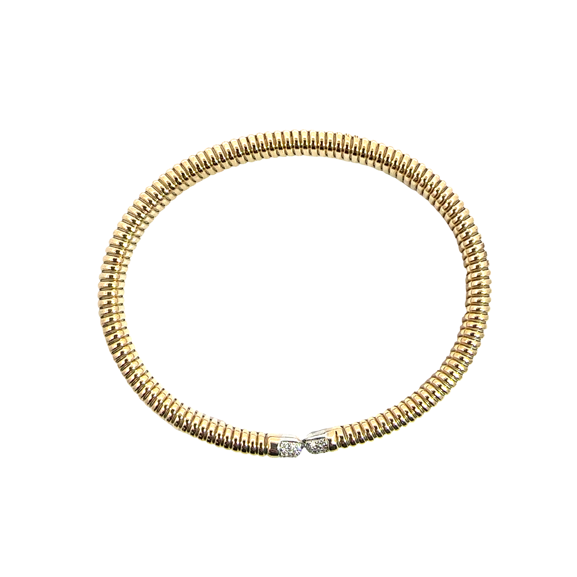 Estate Italian Made 18k Yellow Gold Flex Bracelet 0.25cttw Diamond Accents