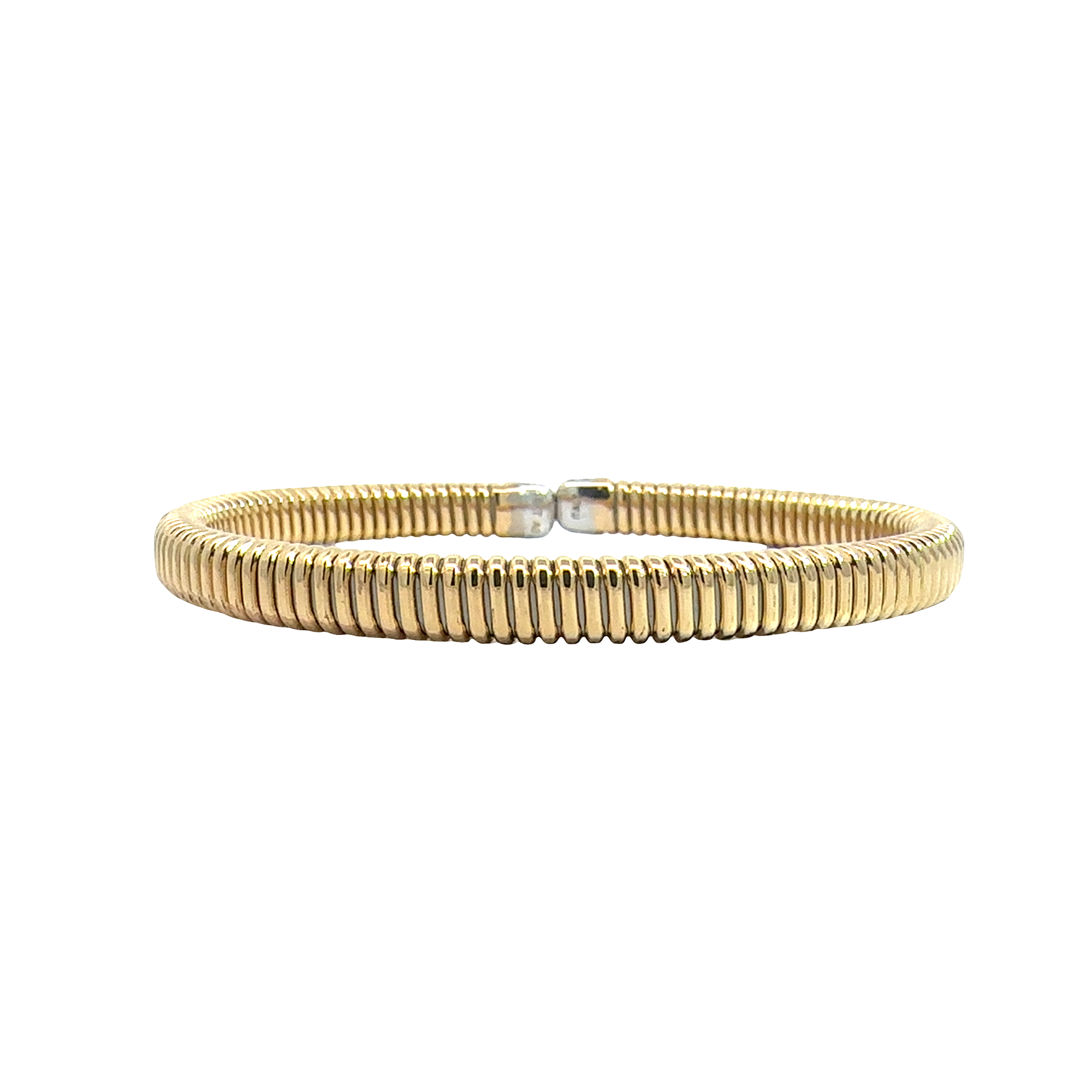 Estate Italian Made 18k Yellow Gold Flex Bracelet 0.25cttw Diamond Accents