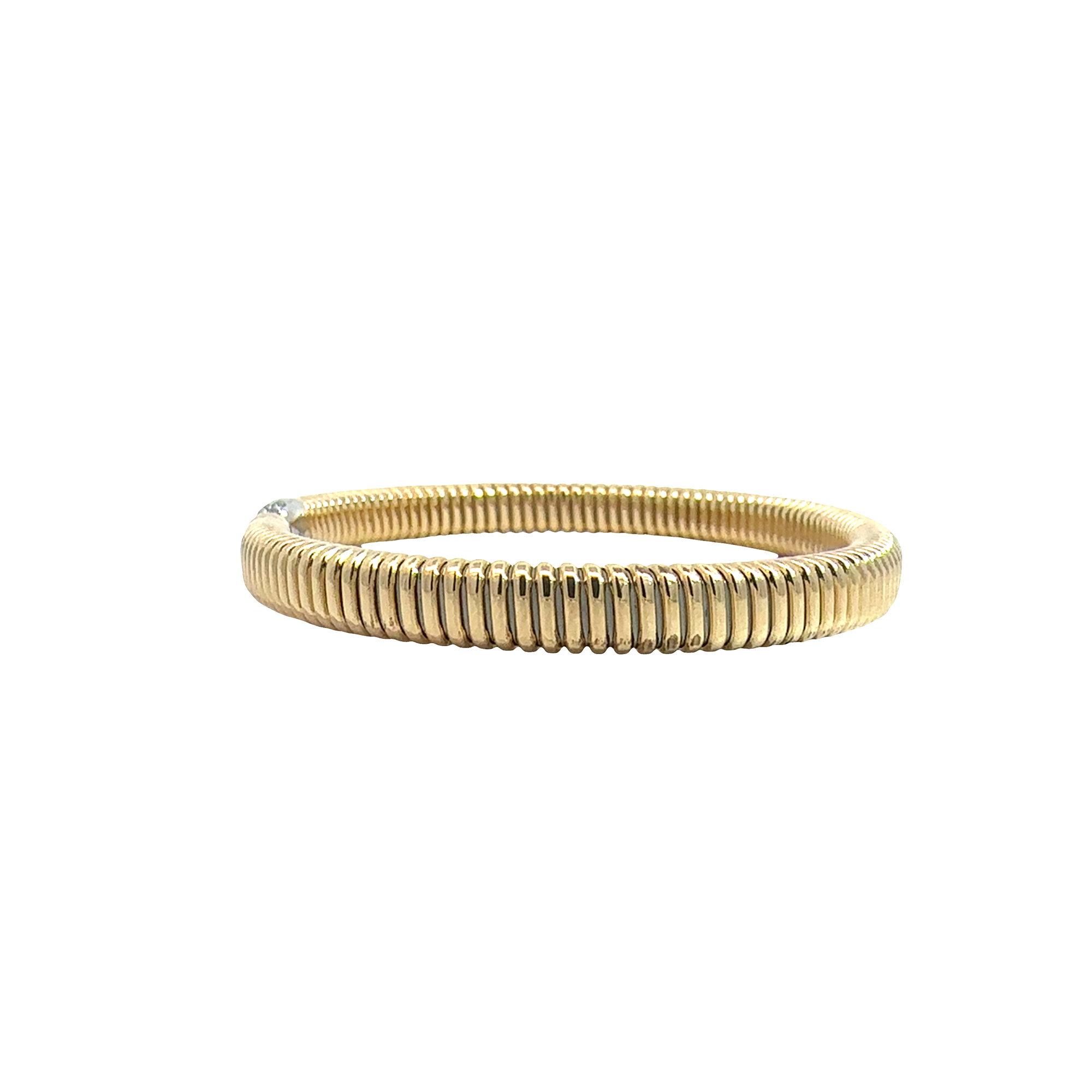 Estate Italian Made 18k Yellow Gold Flex Bracelet 0.25cttw Diamond Accents