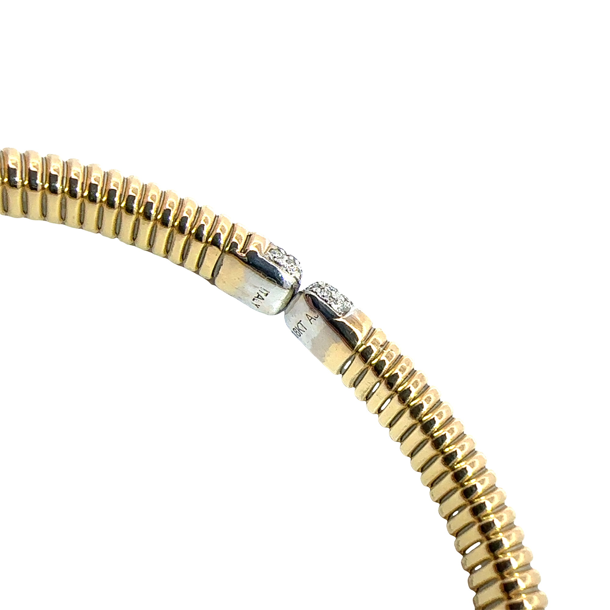Estate Italian Made 18k Yellow Gold Flex Bracelet 0.25cttw Diamond Accents