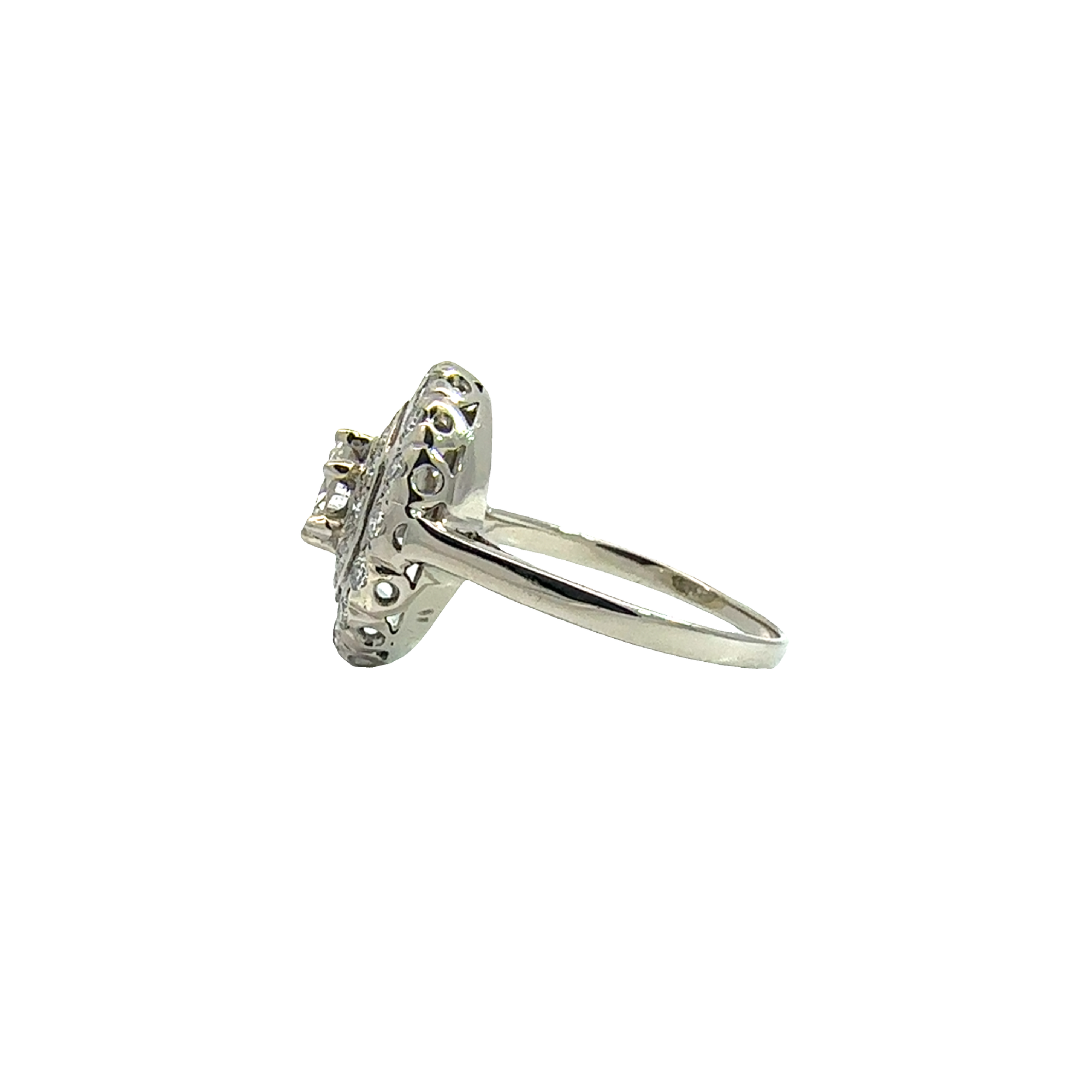 Vintage Art Deco 14k White Gold 0.98ctw Diamond Cluster Halo Ring