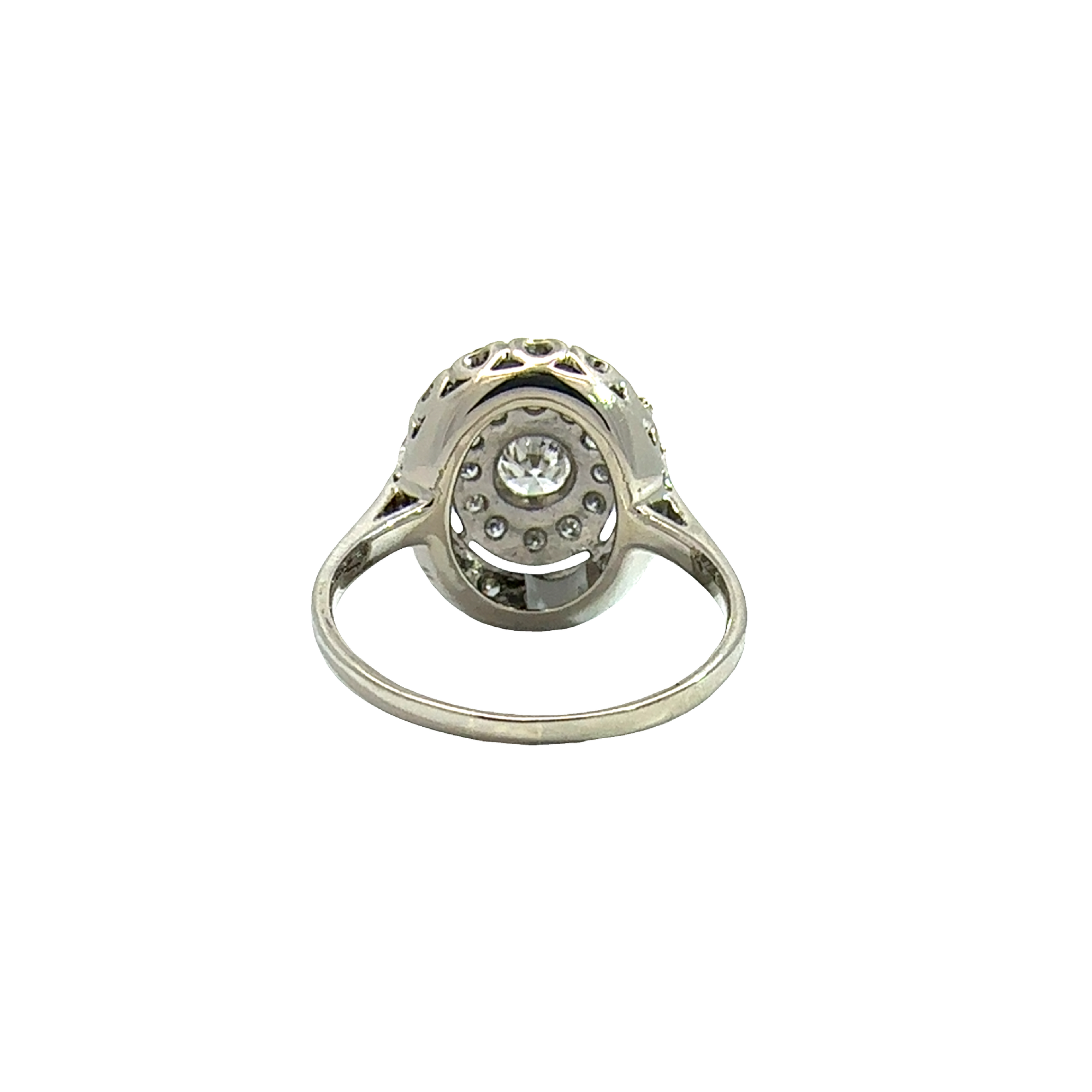 Vintage Art Deco 14k White Gold 0.98ctw Diamond Cluster Halo Ring
