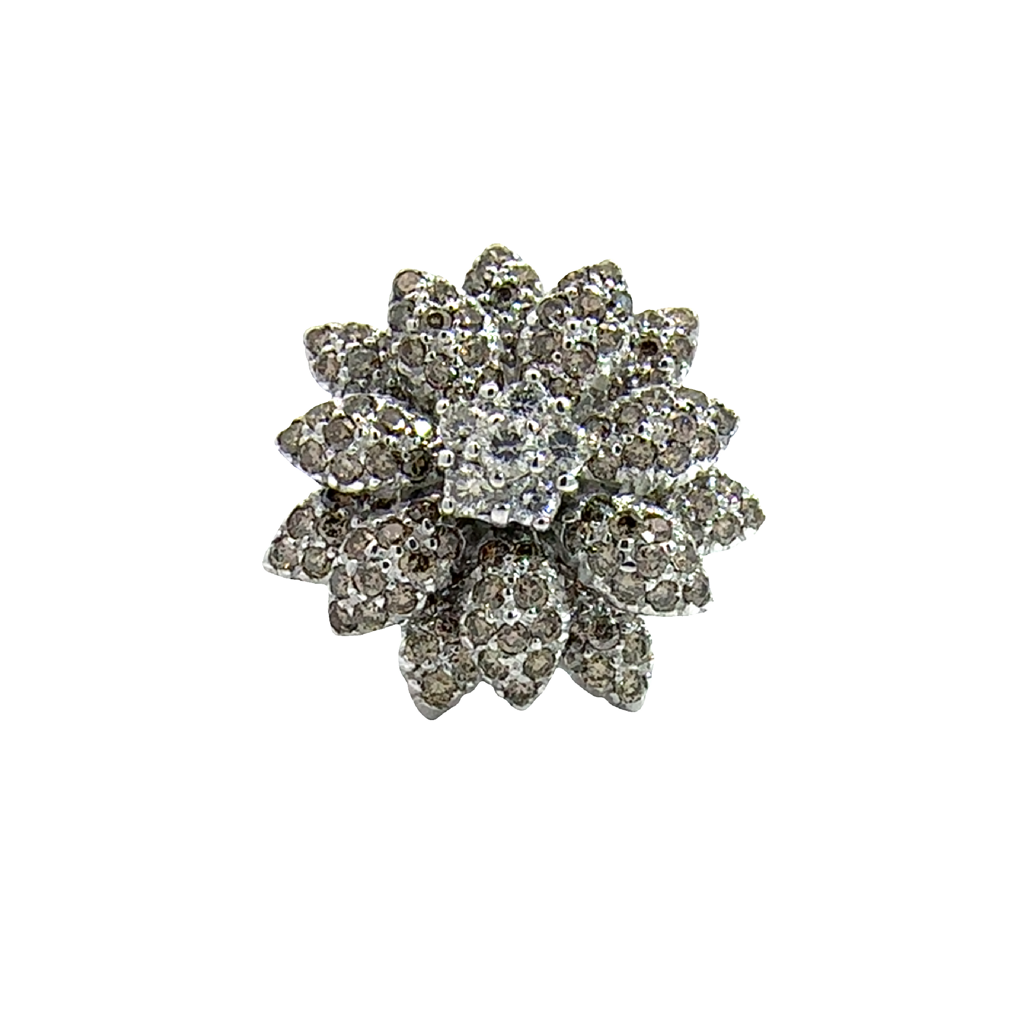 Estate Le Vian 14k White Gold 2.60ctw White and Chocolate Diamond Floral Ring