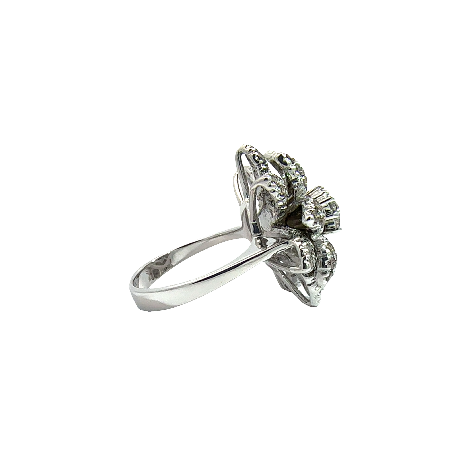 Estate Le Vian 14k White Gold 2.60ctw White and Chocolate Diamond Floral Ring