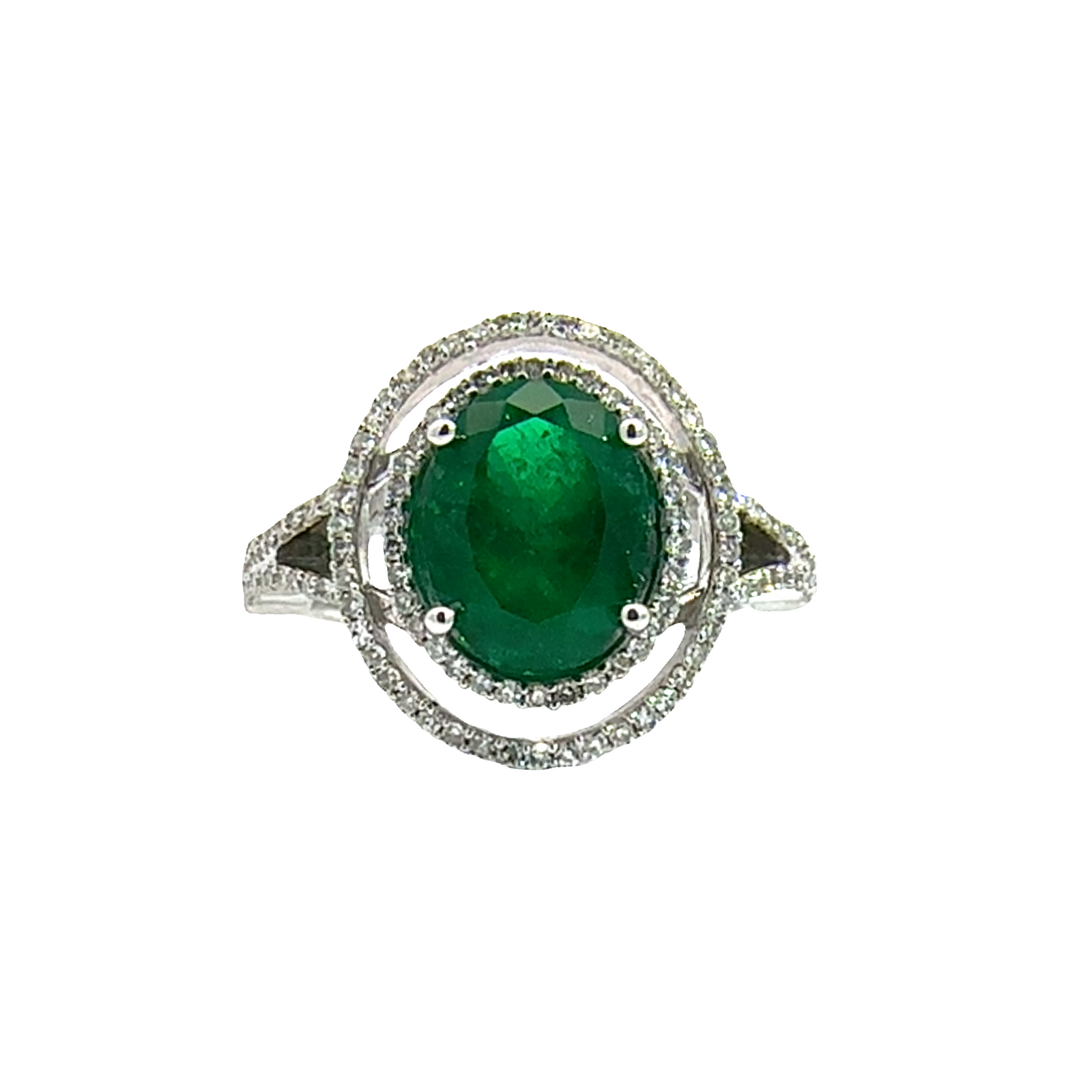 Estate 14k White Gold 2.07ctw Emerald 0.42ctw Diamond Ring