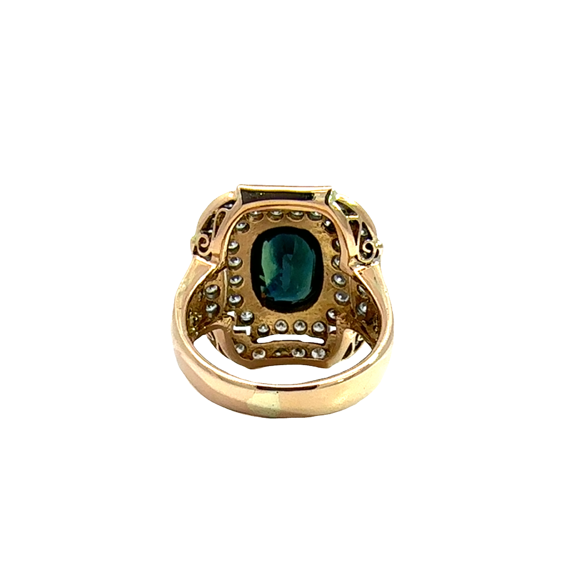 Vintage Art Deco 18k Yellow Gold 2.00ctw Bezel Set Sapphire 0.80ctw Diamond Ring