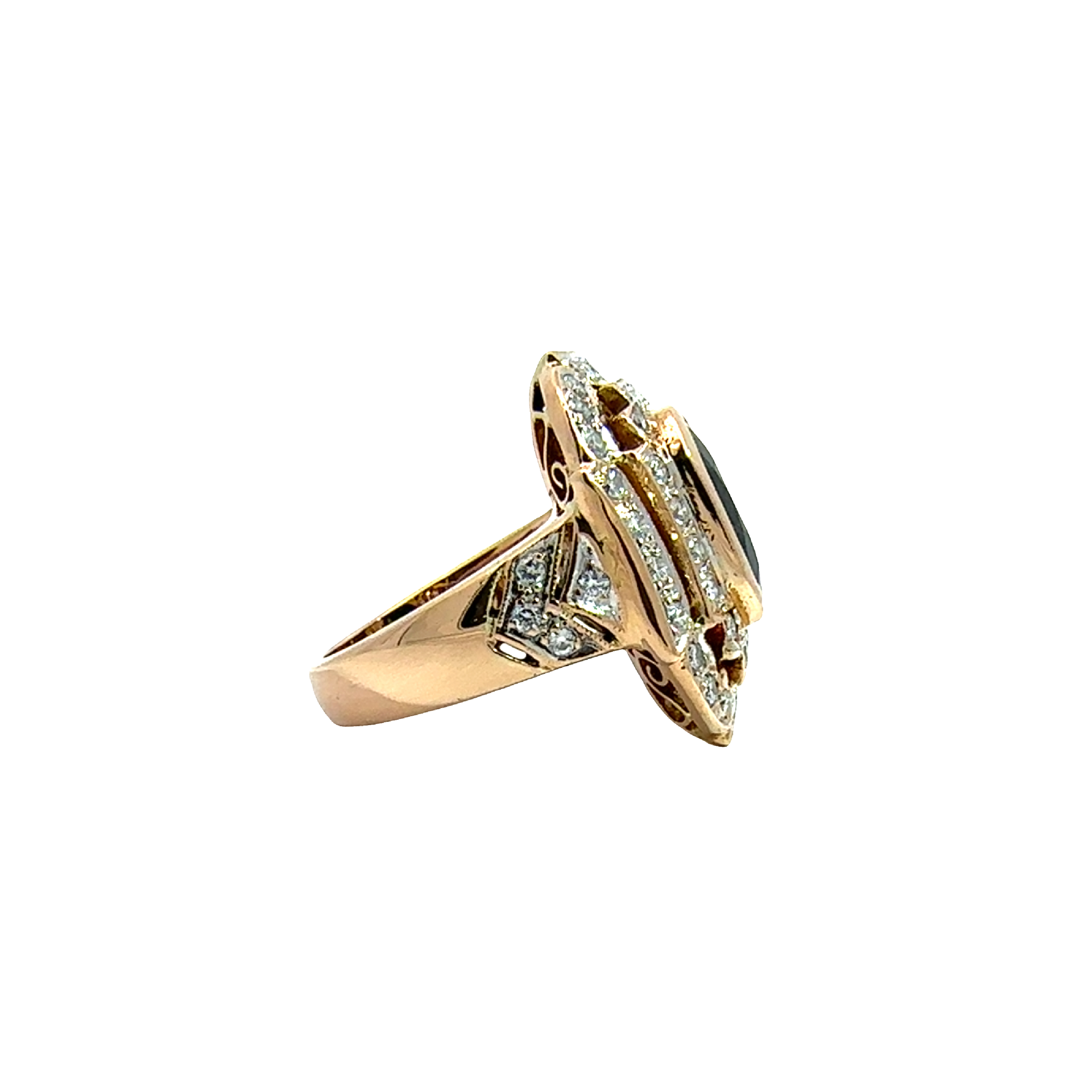 Vintage Art Deco 18k Yellow Gold 2.00ctw Bezel Set Sapphire 0.80ctw Diamond Ring