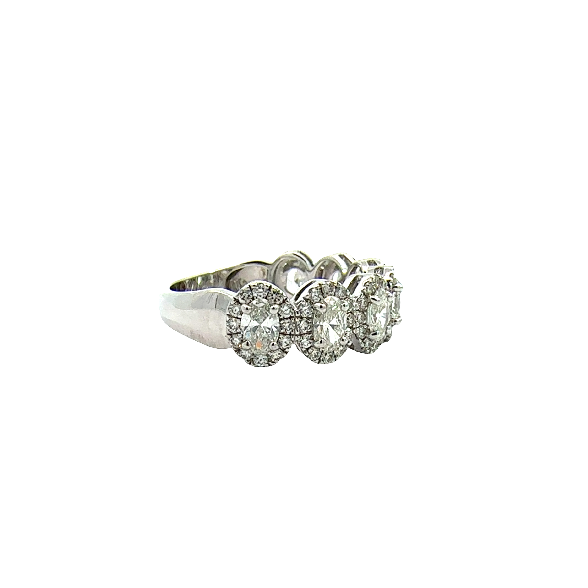 Estate 18k White Gold 7 Stone 2.23ctw Oval Cut Halo Diamond Wedding Ring