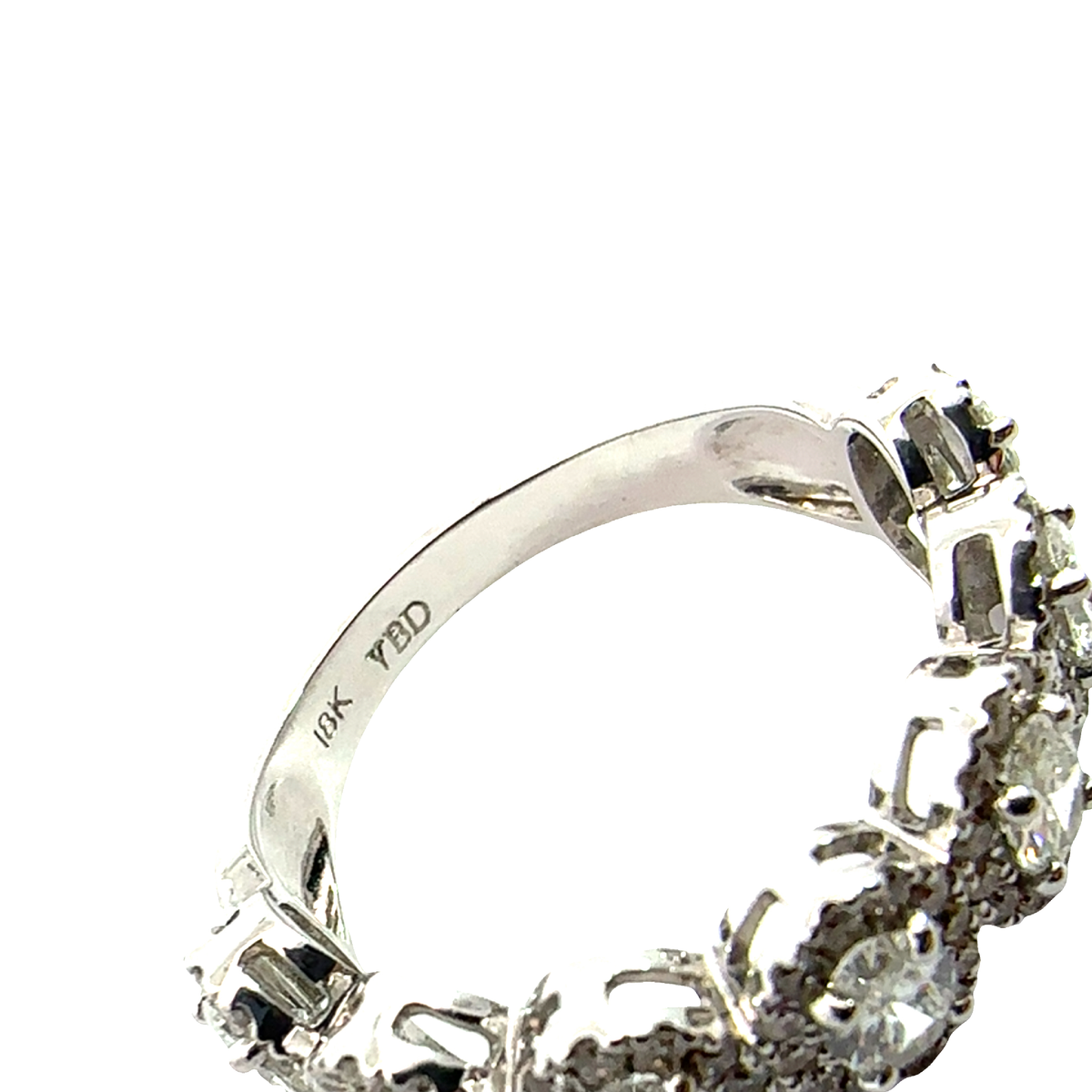 Estate 18k White Gold 7 Stone 2.23ctw Oval Cut Halo Diamond Wedding Ring