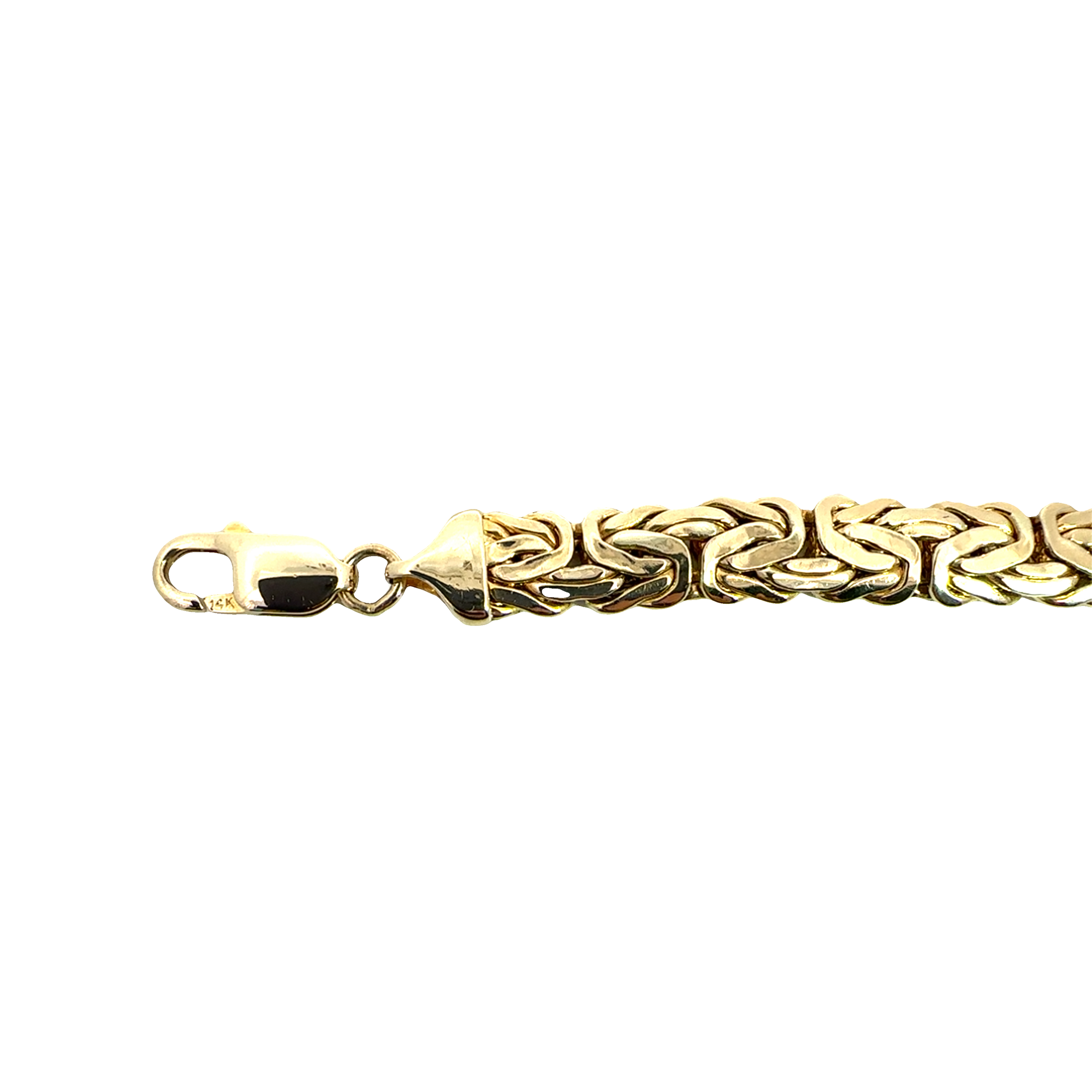 Estate 14k Yellow Gold 8mm Wide Flat Byzantine Chain Bracelet 7"