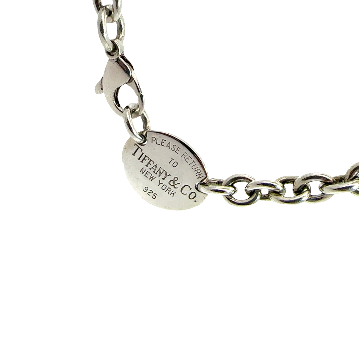 Estate Tiffany & Co. Please Return To Oval Tag Necklace 16"