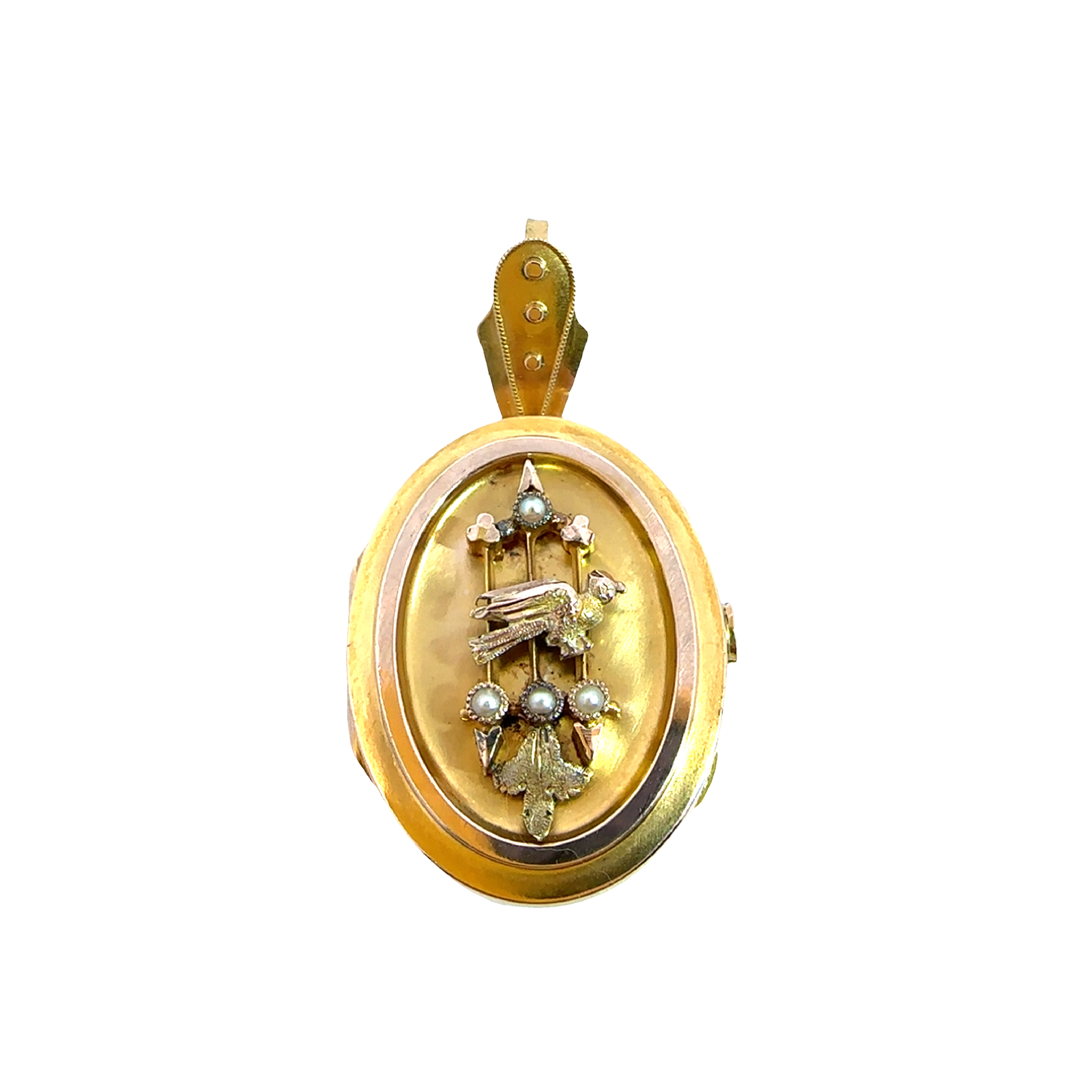 Antique Victorian 10k Yellow Gold Seed Pearl Locket