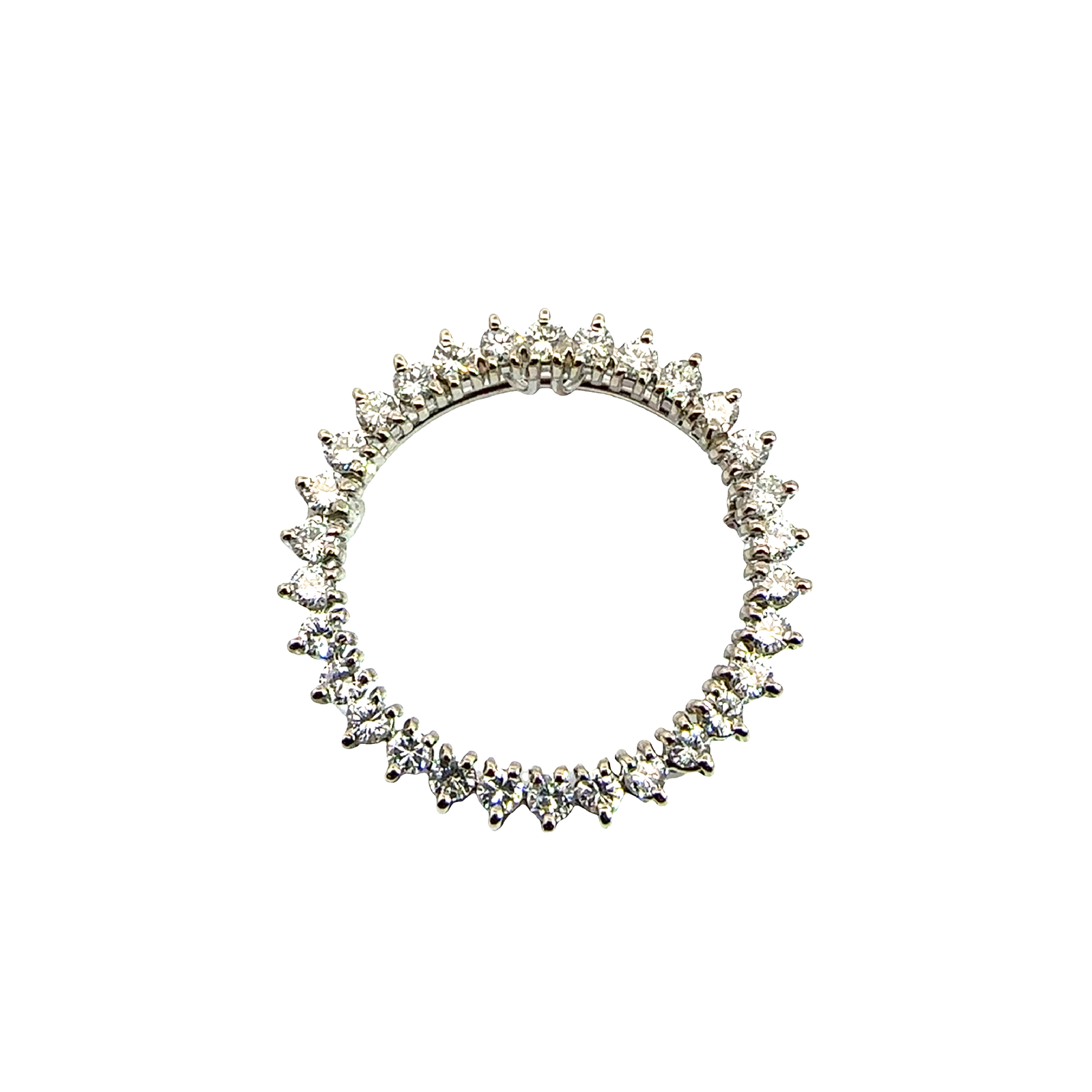 Estate 14k White Gold 1.35ctw Round Diamond Circle of Love Pendant Pin
