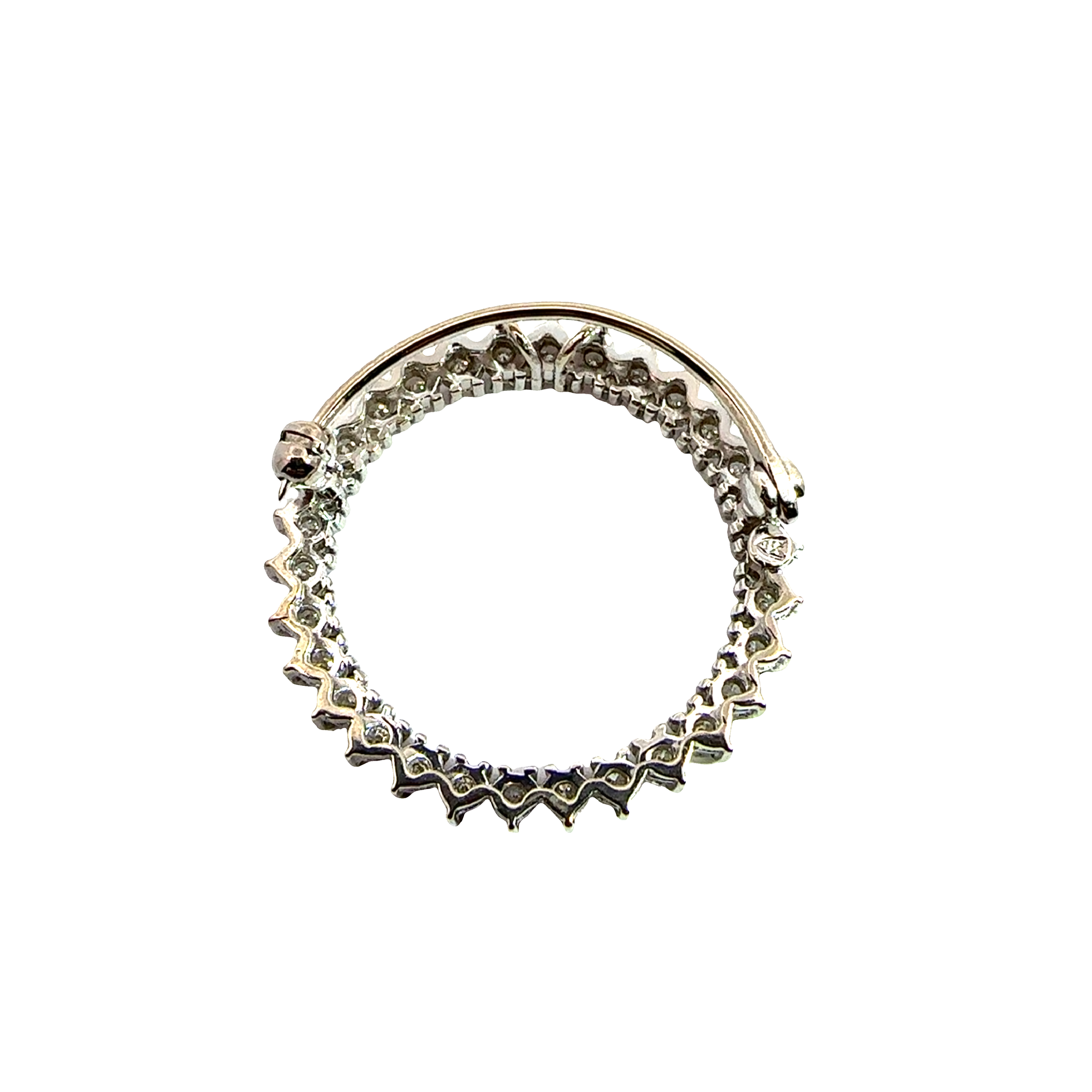 Estate 14k White Gold 1.35ctw Round Diamond Circle of Love Pendant Pin