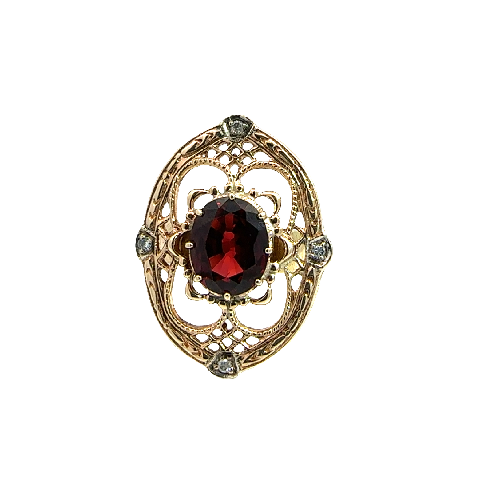Vintage 18k Yellow Gold 3.45ctw Garnet Cocktail Ring