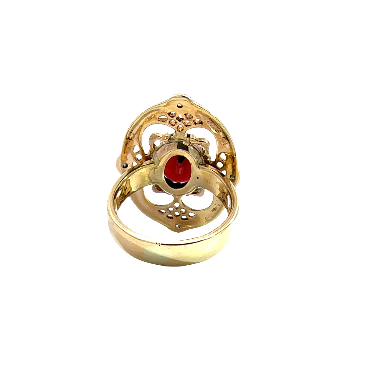 Vintage 18k Yellow Gold 3.45ctw Garnet Cocktail Ring