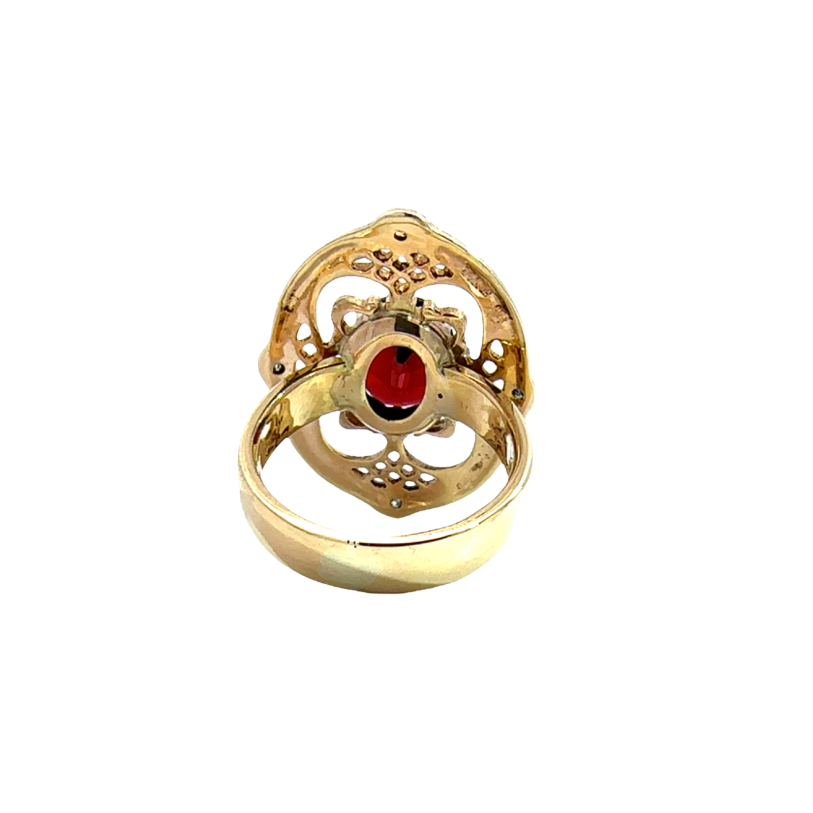 Vintage 18k Yellow Gold 3.45ctw Garnet Cocktail Ring