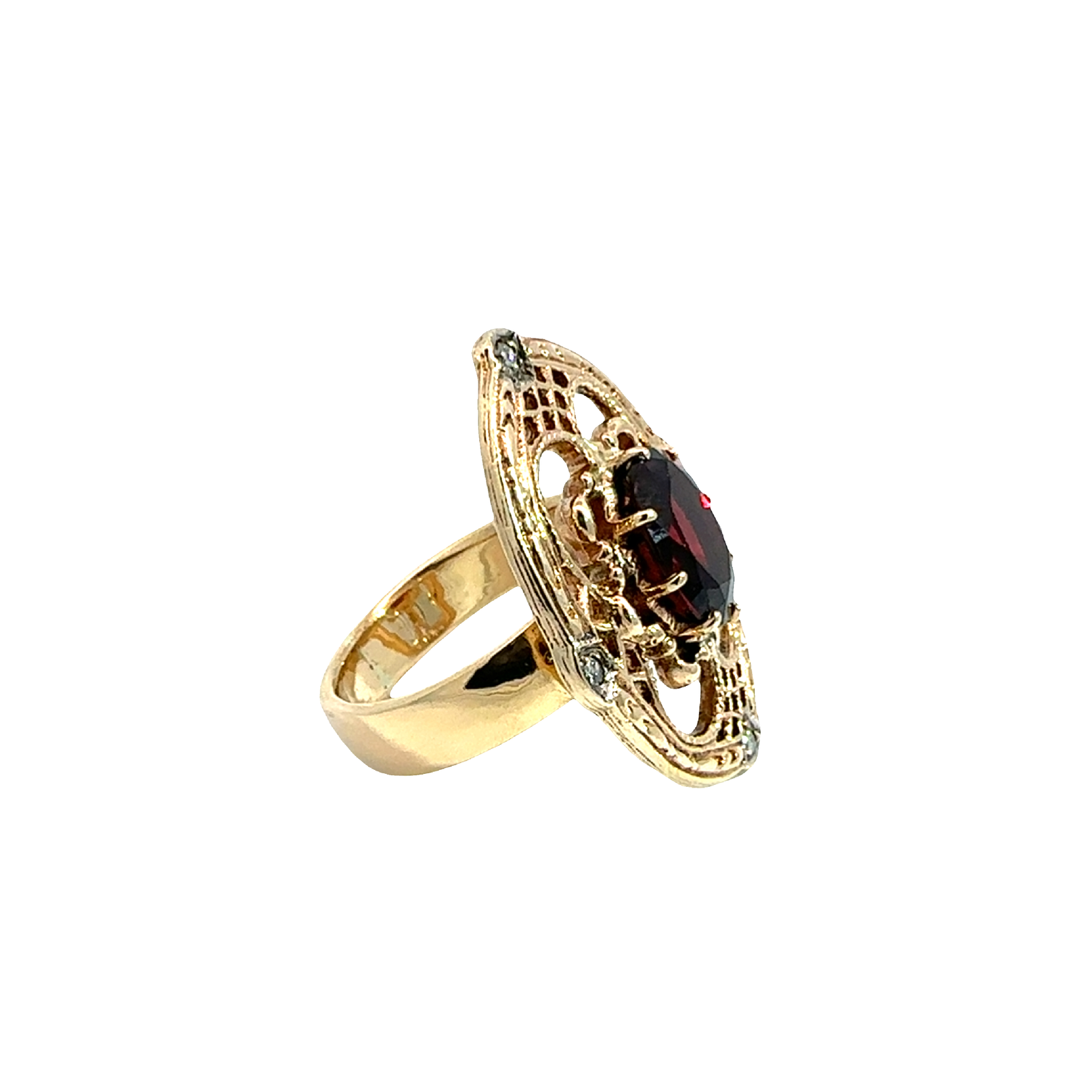 Vintage 18k Yellow Gold 3.45ctw Garnet Cocktail Ring