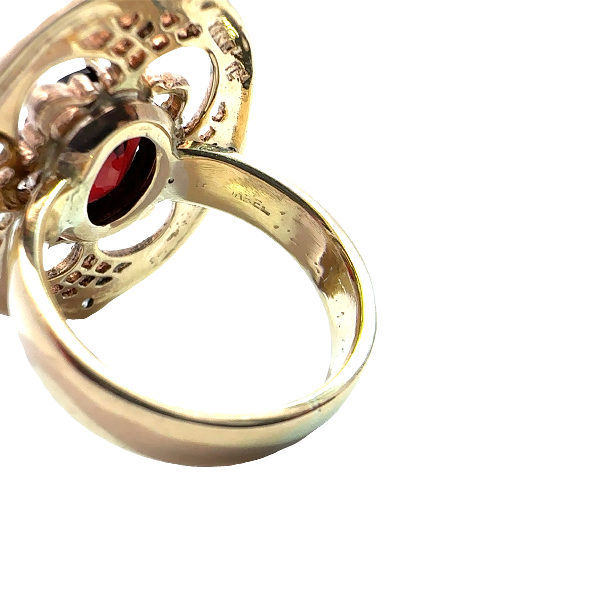 Vintage 18k Yellow Gold 3.45ctw Garnet Cocktail Ring