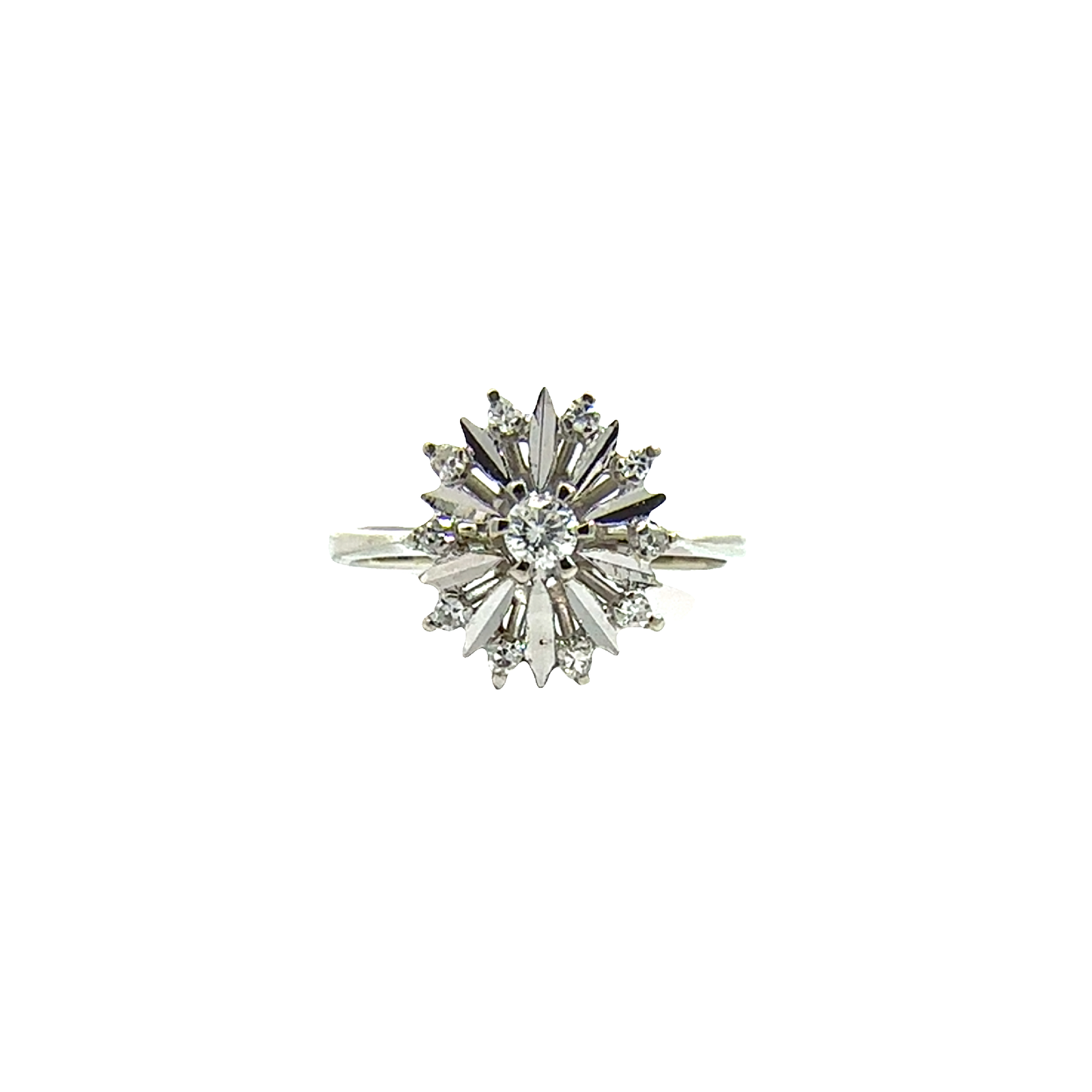 Vintage 18k White Gold  0.21ctw Diamond Starburst Ring