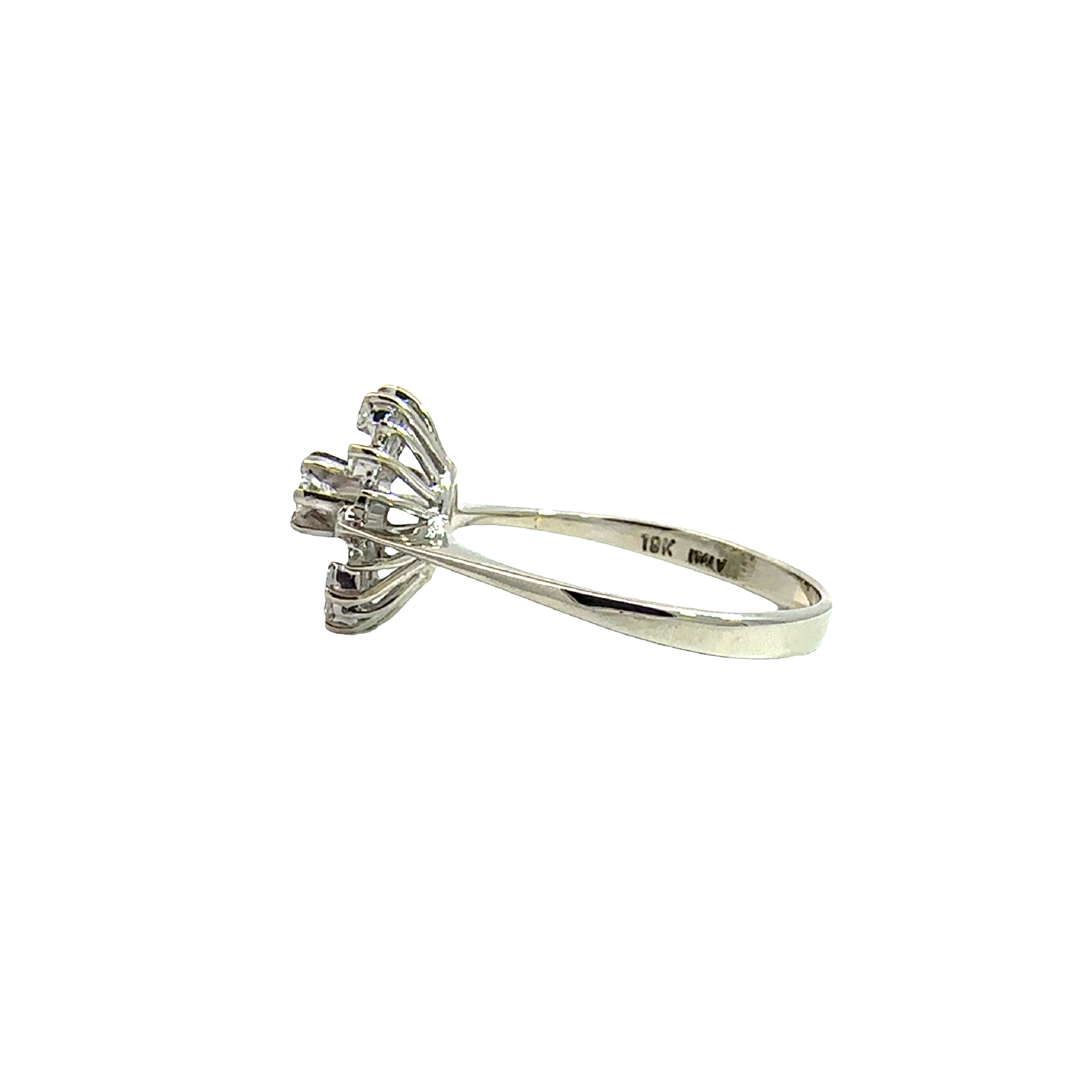 Vintage 18k White Gold  0.21ctw Diamond Starburst Ring