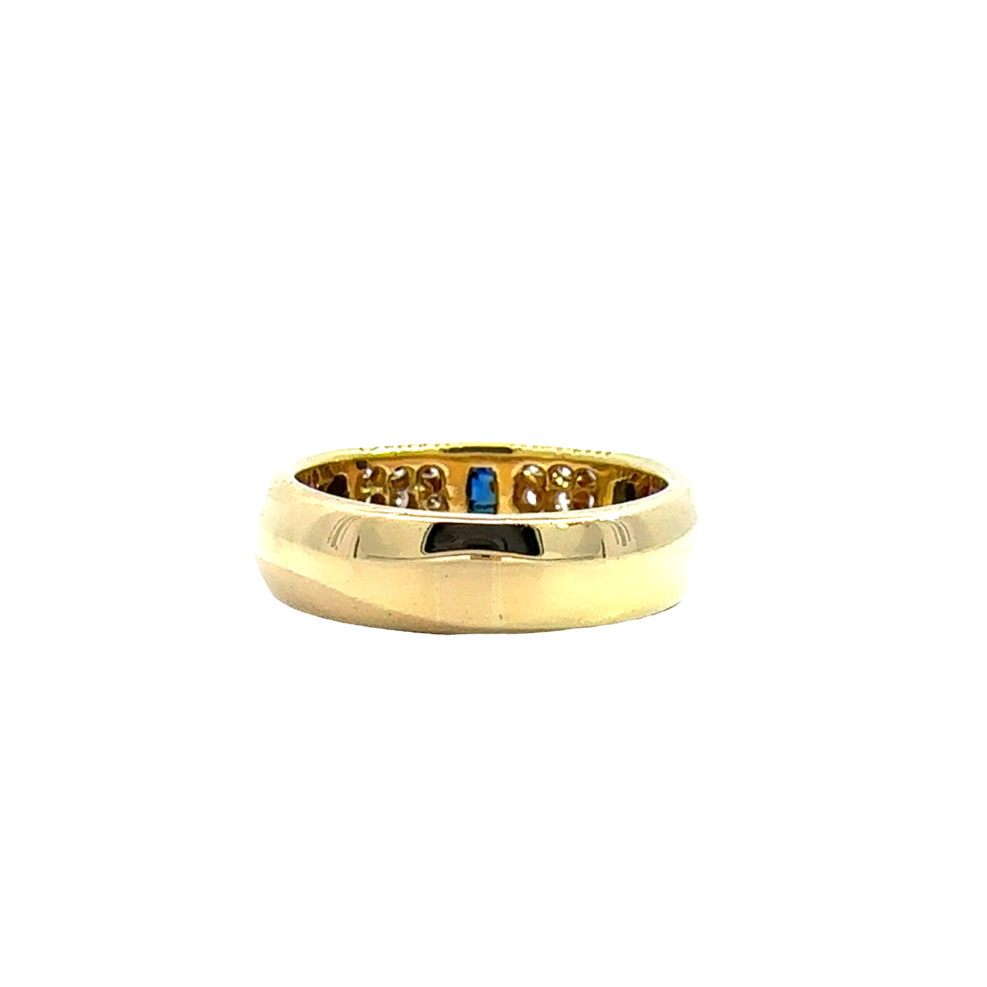Vintage 18k Yellow Gold 0.36ctw Princess Cut Sapphire 0.45ctw Pave Set Diamond Band
