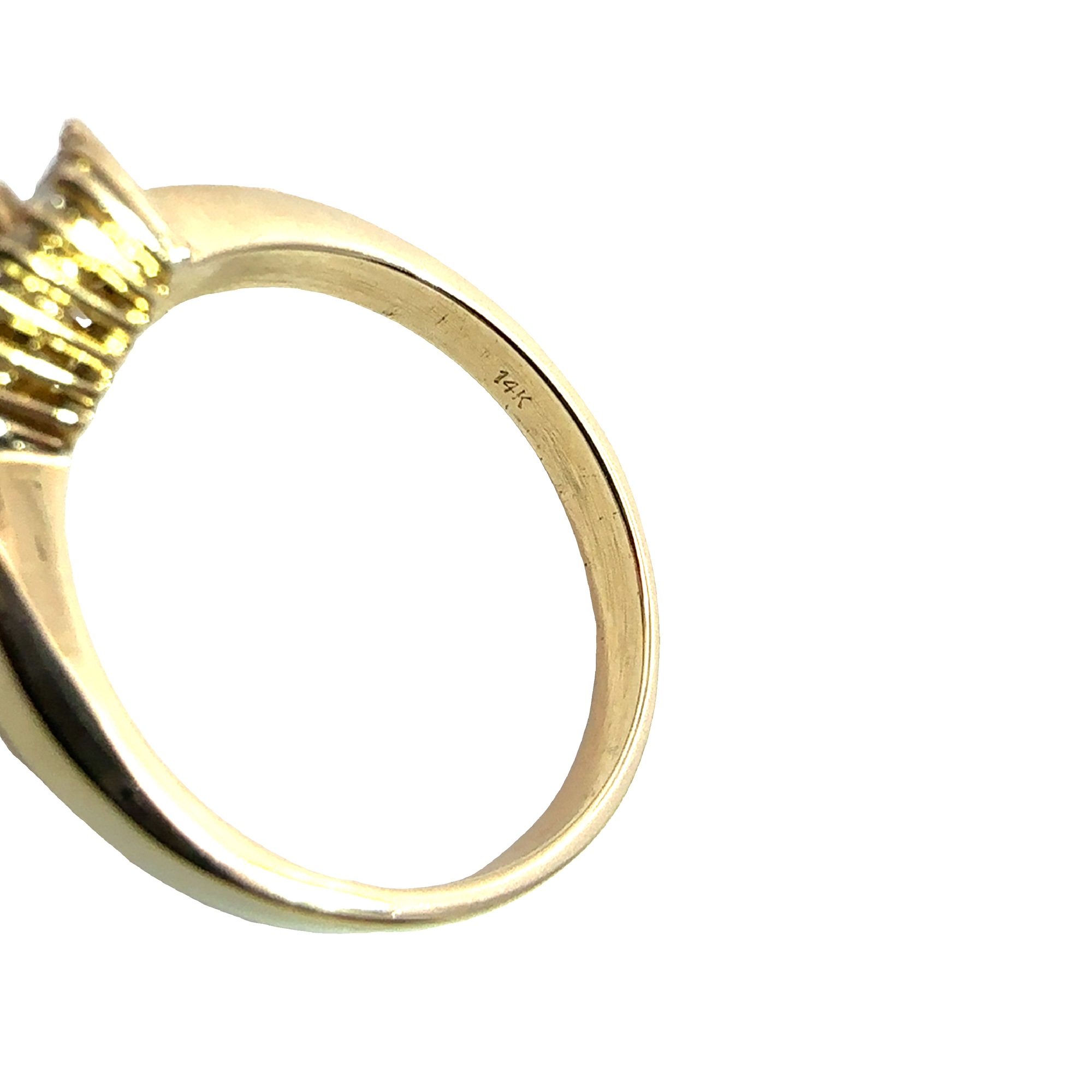 Estate 14k Yellow Gold 1.45ctw Trillion Cut Tanzanite 0.50ctw Baguette Diamond Halo Ring