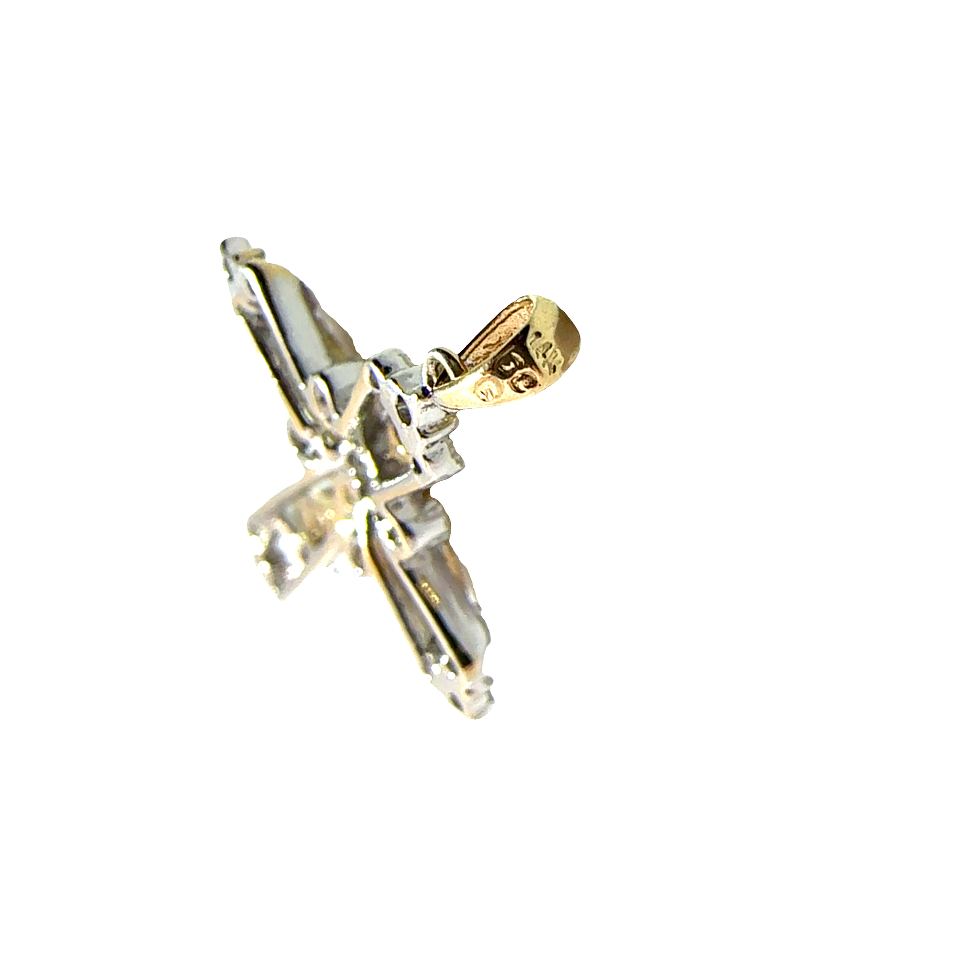 Vintage 14k Multi-Tone Gold 0.34ctw Diamond Cross Pendant