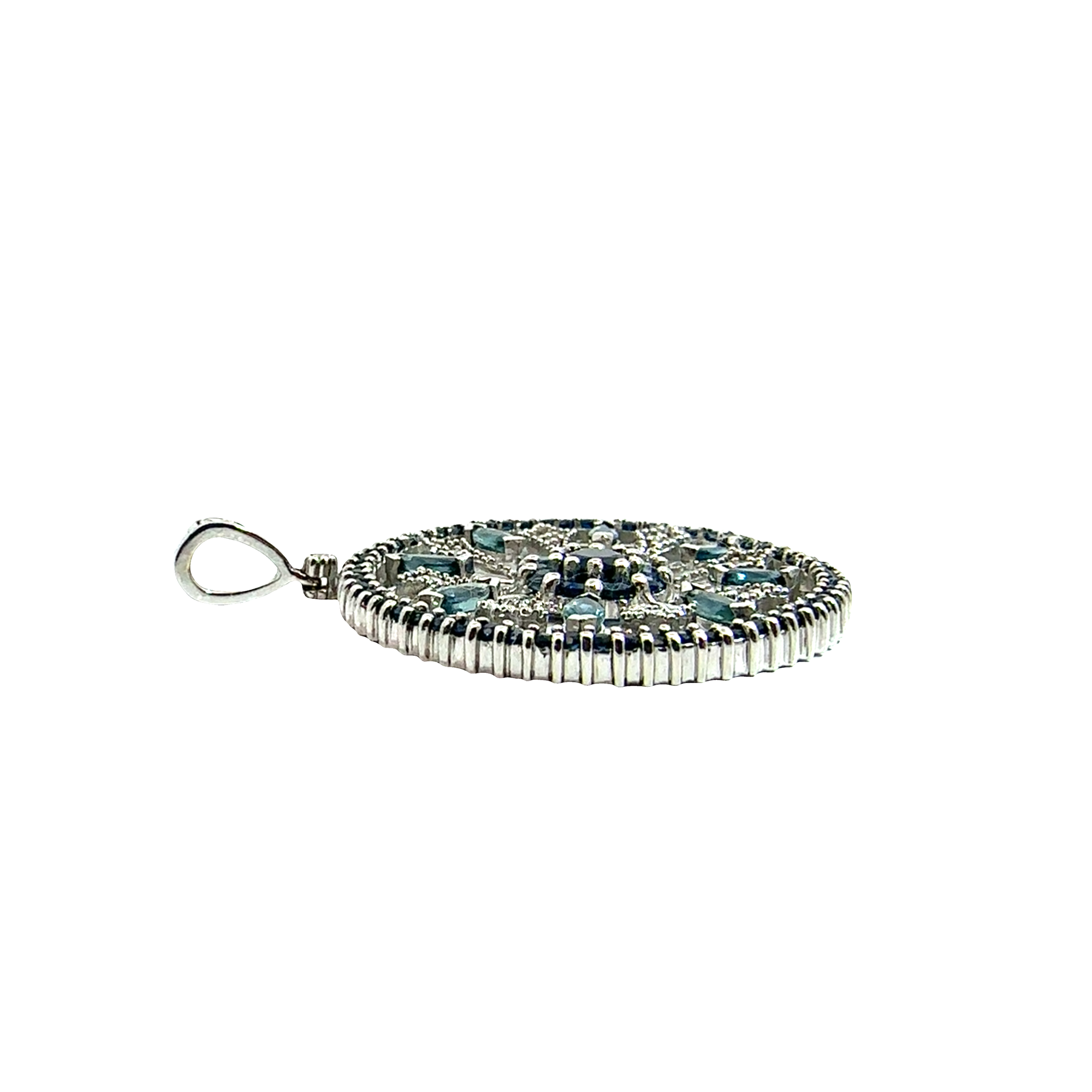 Vintage Effy BH 14k White Gold 3.26ctw Sapphire 0.22ctw Diamond Circle Pendant